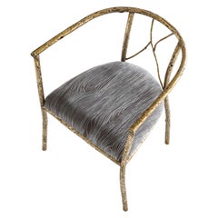 Hand-Sculpted Curved Brass Branches Contemporary Chair by Samuel Costantini