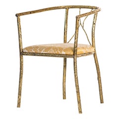 Hand-Sculpted Curved Brass Branches Contemporary Chair by Samuel Costantini
