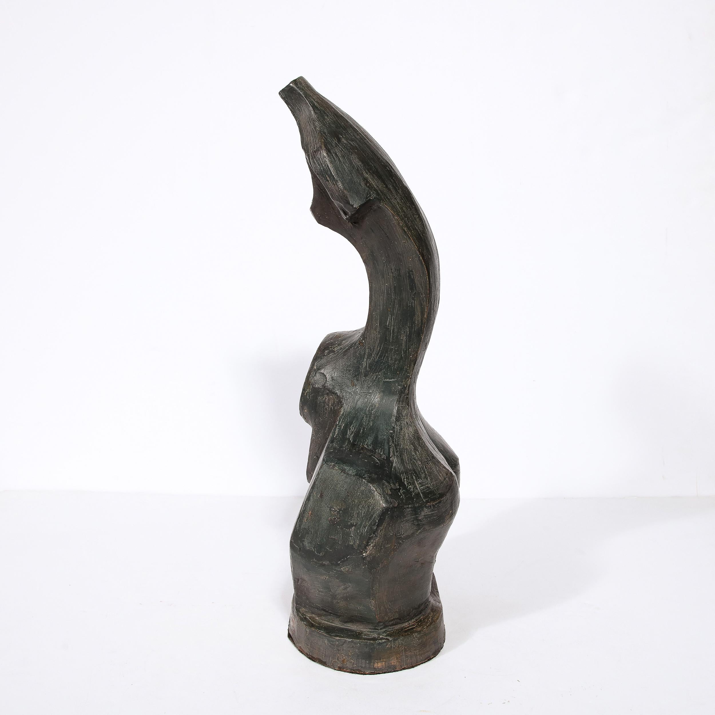 Sculpture abstraite cubiste française sculptée à la main en terre cuite signée « Philip » en vente 3