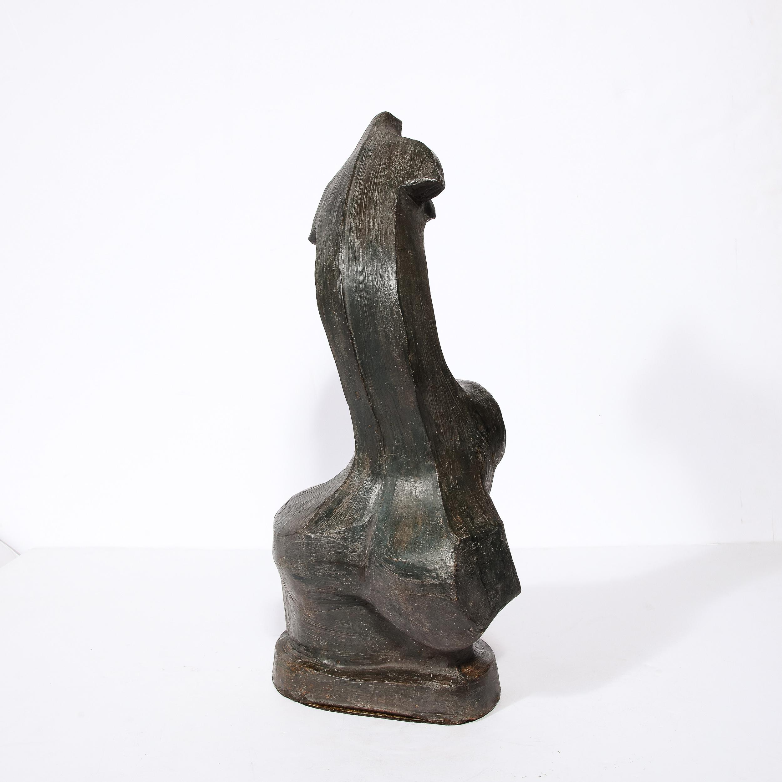 Terre cuite Sculpture abstraite cubiste française sculptée à la main en terre cuite signée « Philip » en vente