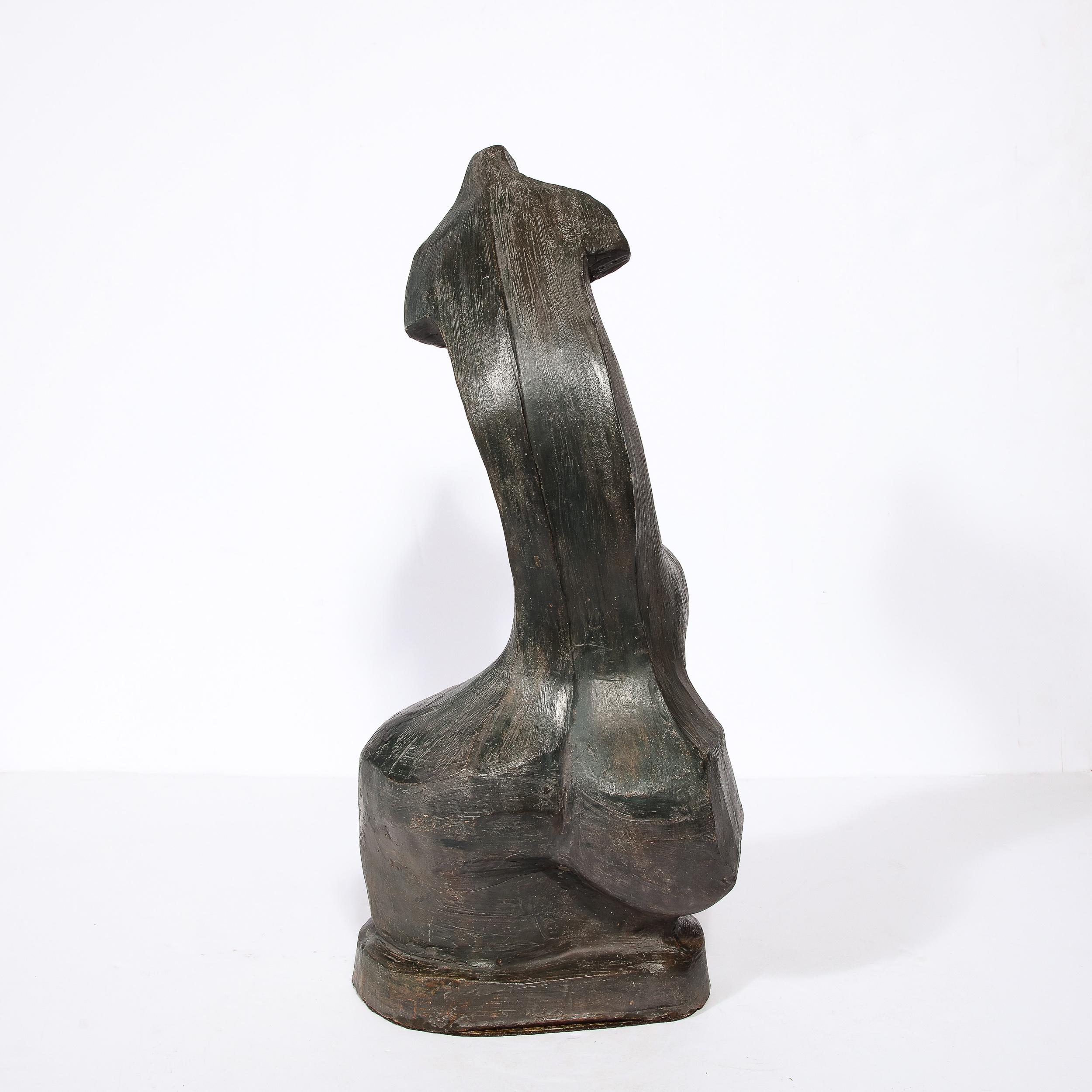 Sculpture abstraite cubiste française sculptée à la main en terre cuite signée « Philip » en vente 1