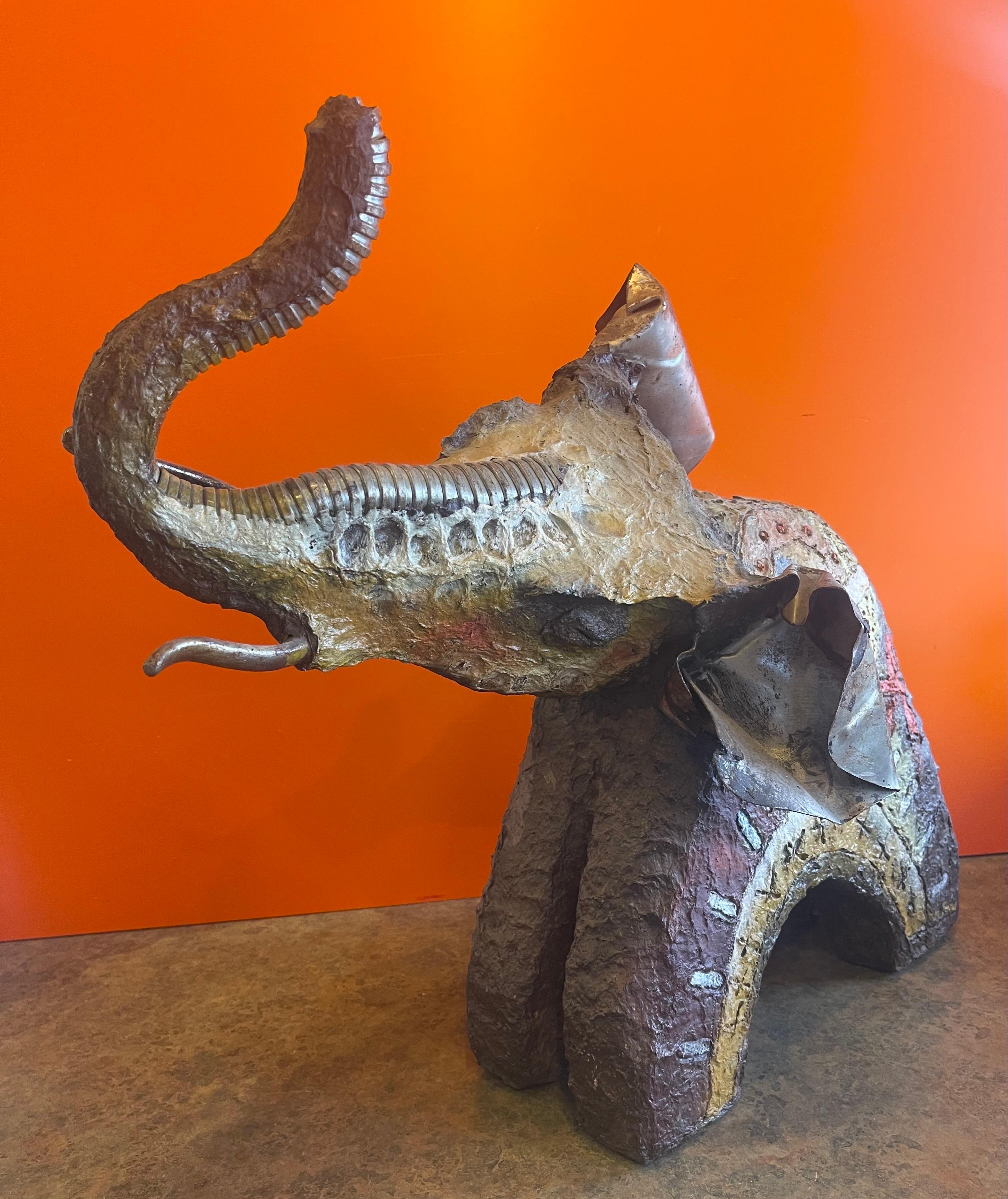 Mexican Hand Sculpted Modernist Elephant Assemblage Sculpture by Hugo Tovar For Sale