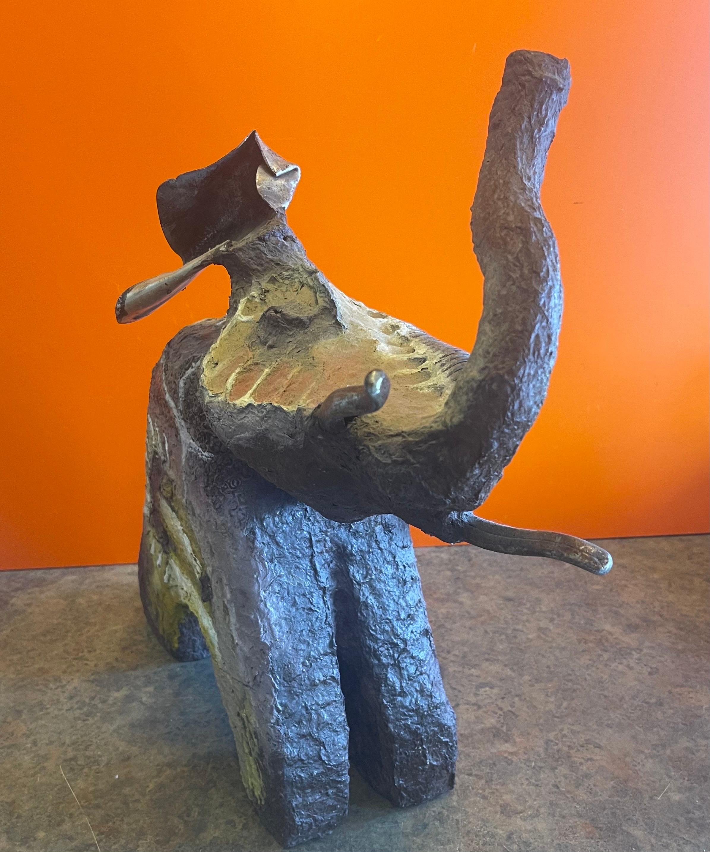 Hand-Crafted Hand Sculpted Modernist Elephant Assemblage Sculpture by Hugo Tovar For Sale