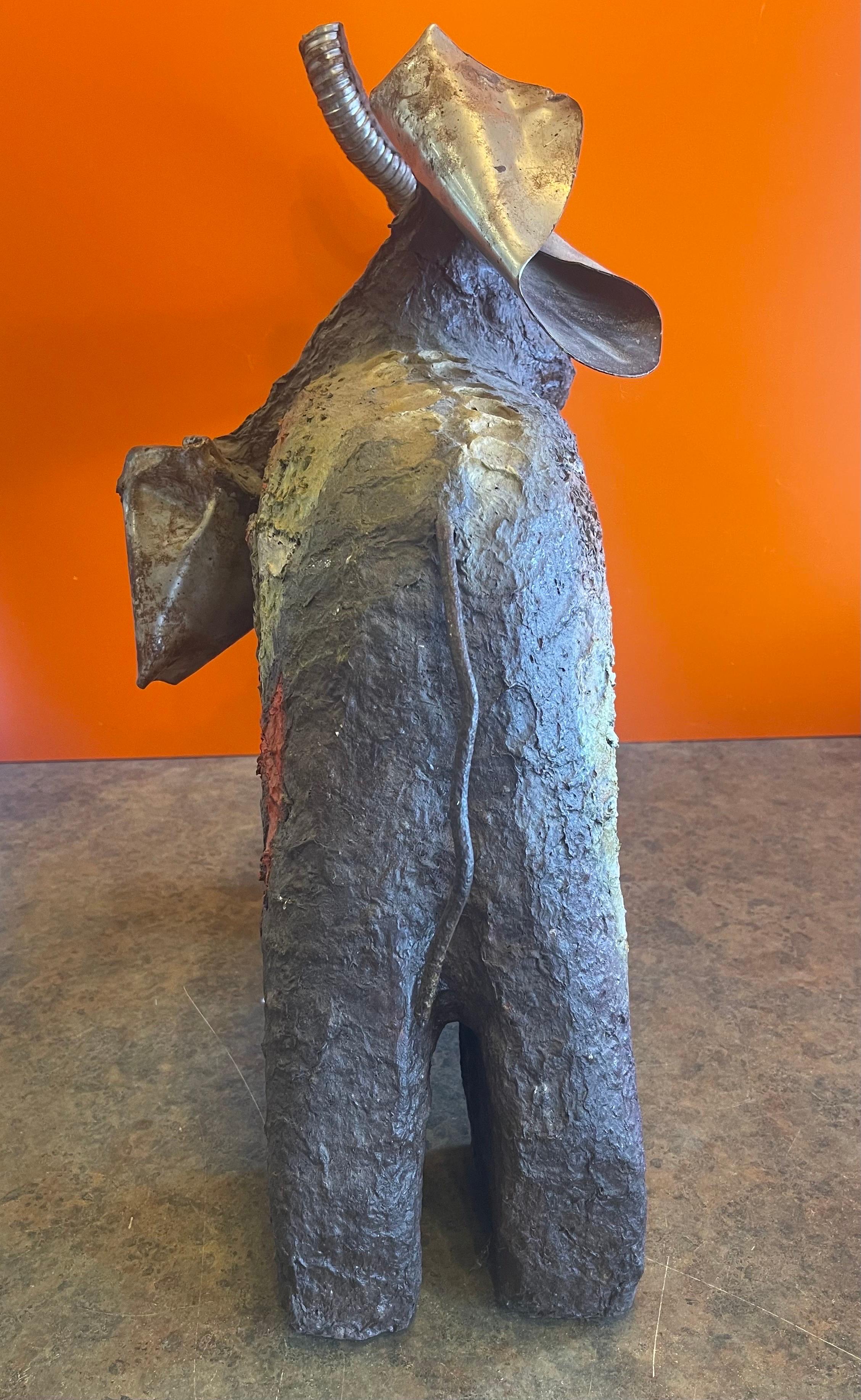 Hand Sculpted Modernist Elephant Assemblage Sculpture by Hugo Tovar In Good Condition For Sale In San Diego, CA