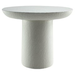 Hand Sculpted Organic Modern Oval Side Table 'BLOOM' in white cast stone