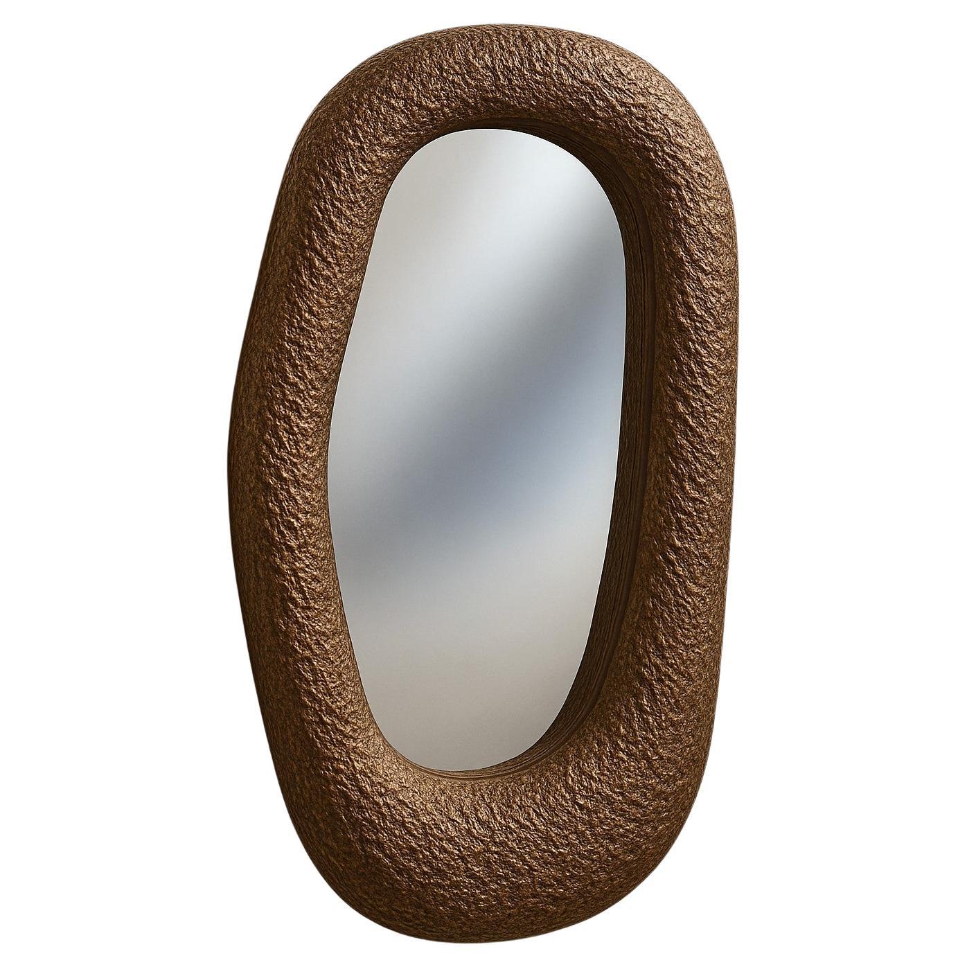 Specchio da parete organico scolpito a mano in un'esclusiva patina di bronzo di Sidani Design in vendita