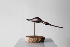 Hand Sculpted Rosewood Shore Bird Sculpture after Emil Milan