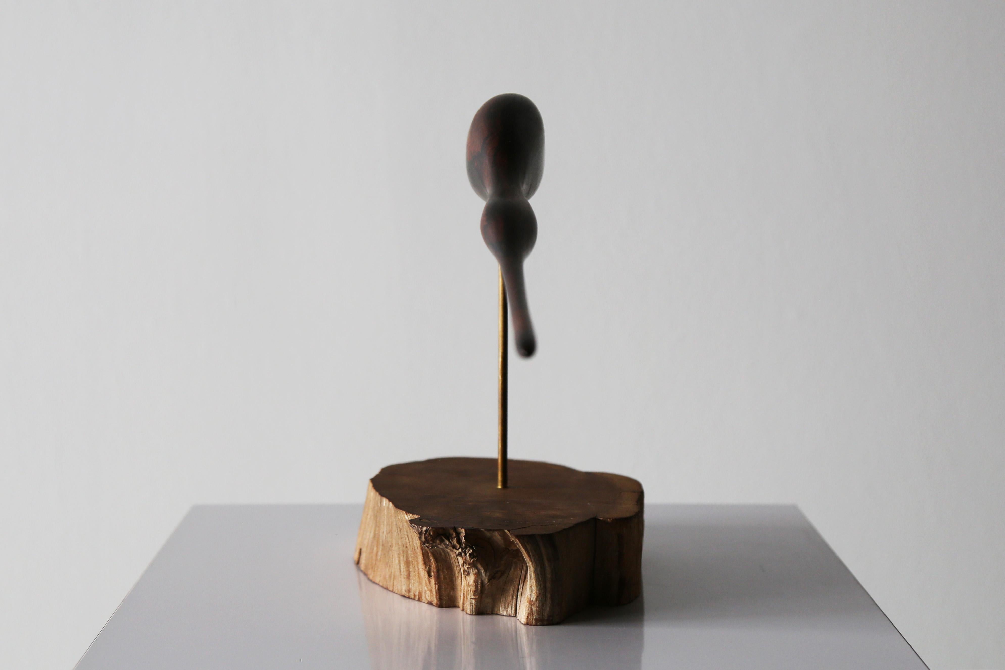 American Hand Sculpted Rosewood Shore Bird Sculpture after Emil Milan