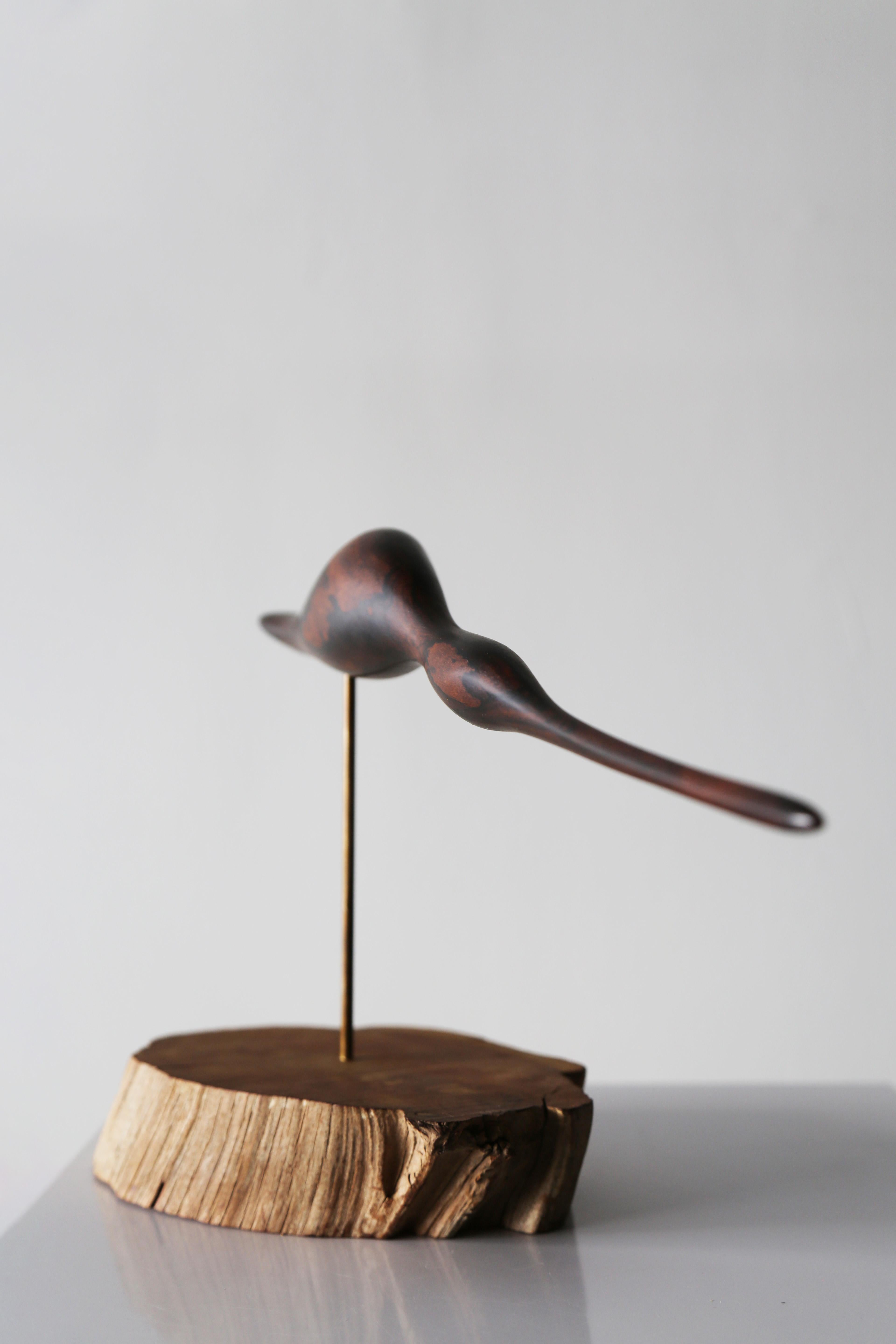 Late 20th Century Hand Sculpted Rosewood Shore Bird Sculpture after Emil Milan