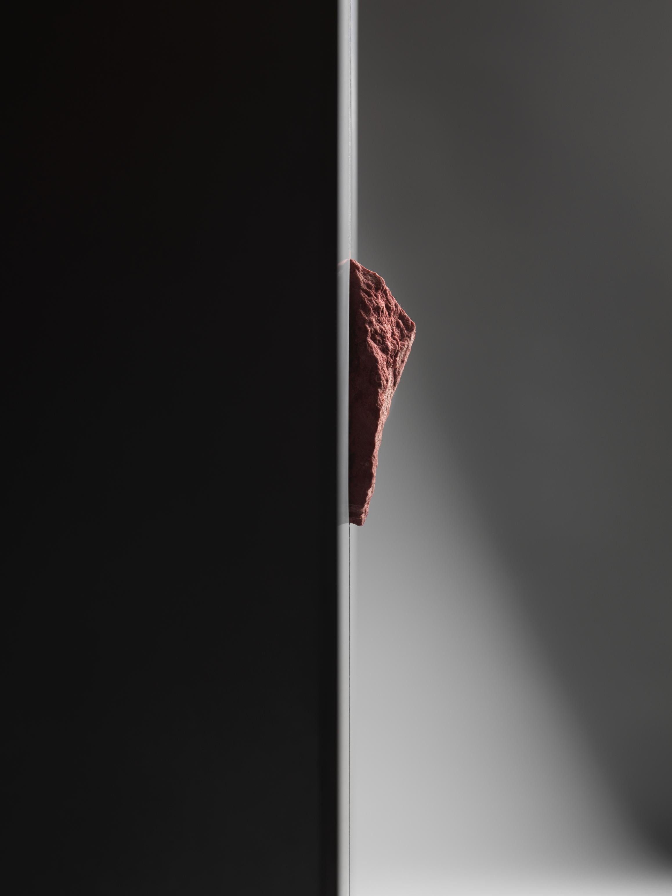 Contemporary Hand-Sculpted Side Cabinet with Original Thulite Stone, Pierre De Valck For Sale
