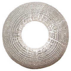 Hand Sculpted White Gesso Bullseye Mirror