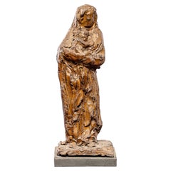 Hand sculptured clay model sculpture of Virgin Maria and Jesus