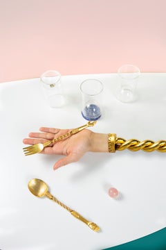 Posate a mano contemporanee Placcate d'oro Realizzate a mano in Italia Natalia Criado