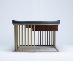 Hand Shaped Coffee Table with Steel Base and Drawer