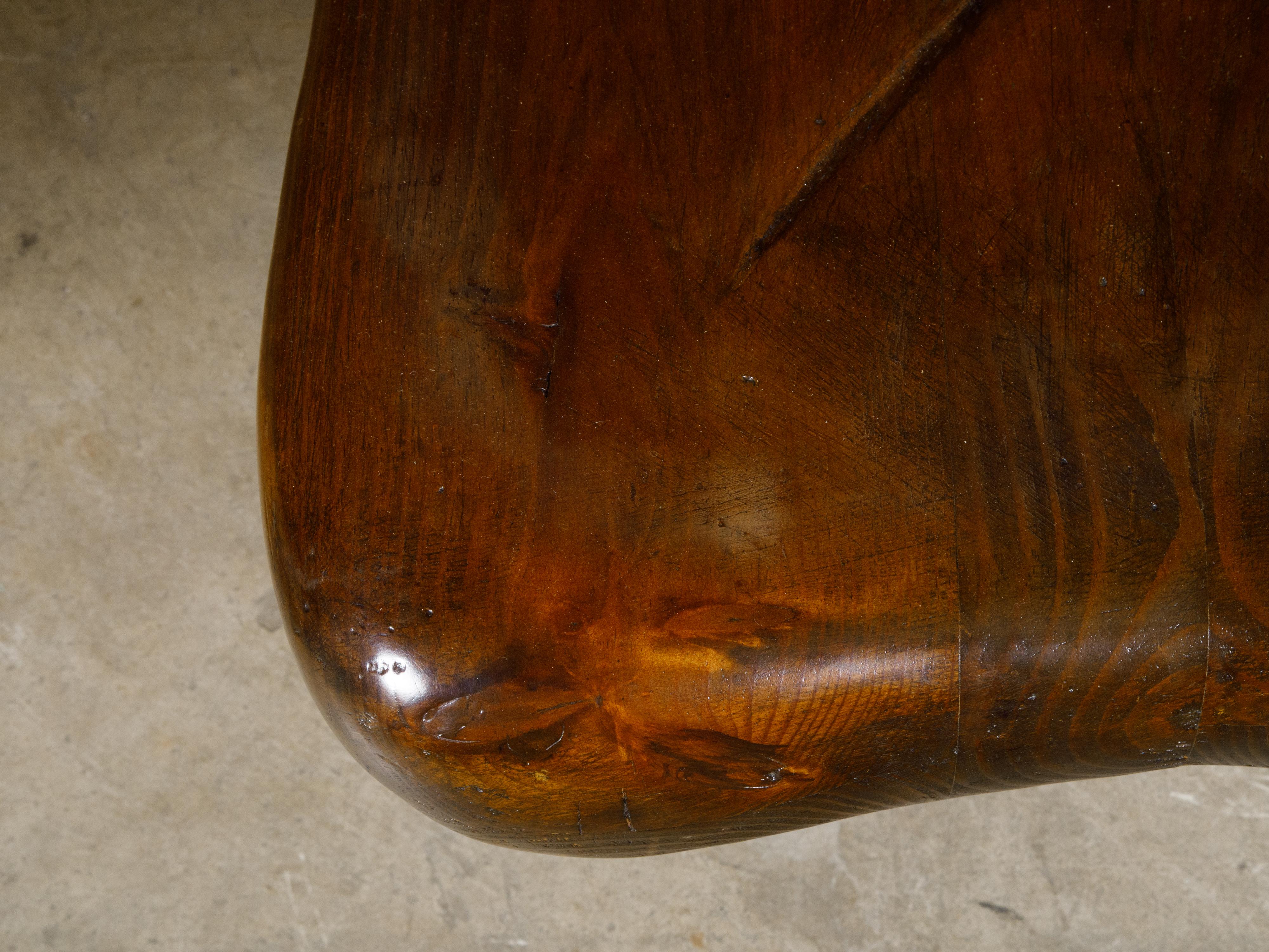 Carved Hand-Shaped Midcentury Pine Armchair in the Style of Pedro Friedeberg, 1950s For Sale