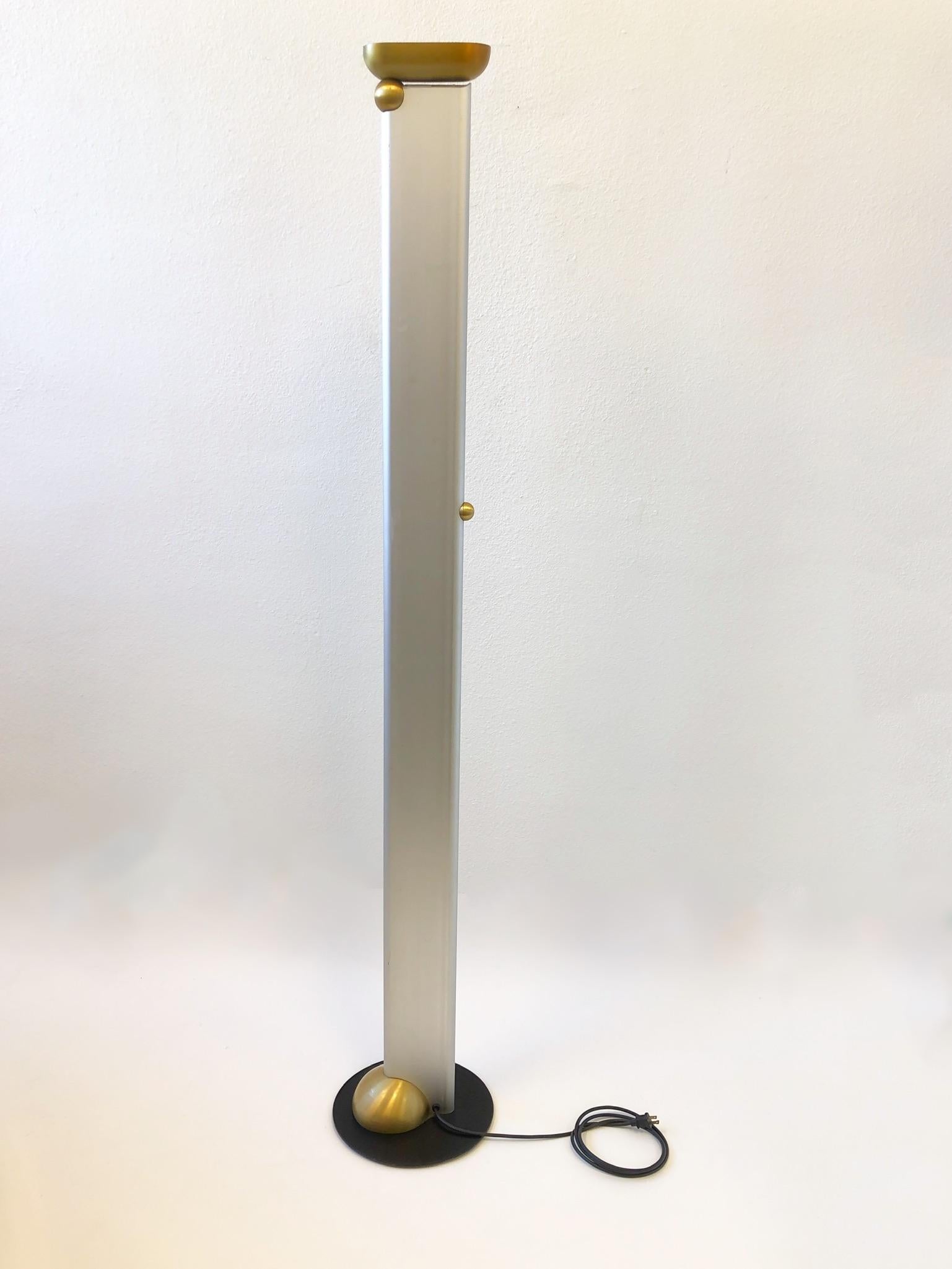Hand Signed and Number Aluminum and Brass Torchier Floor Lamp by Ron Rezek For Sale 5