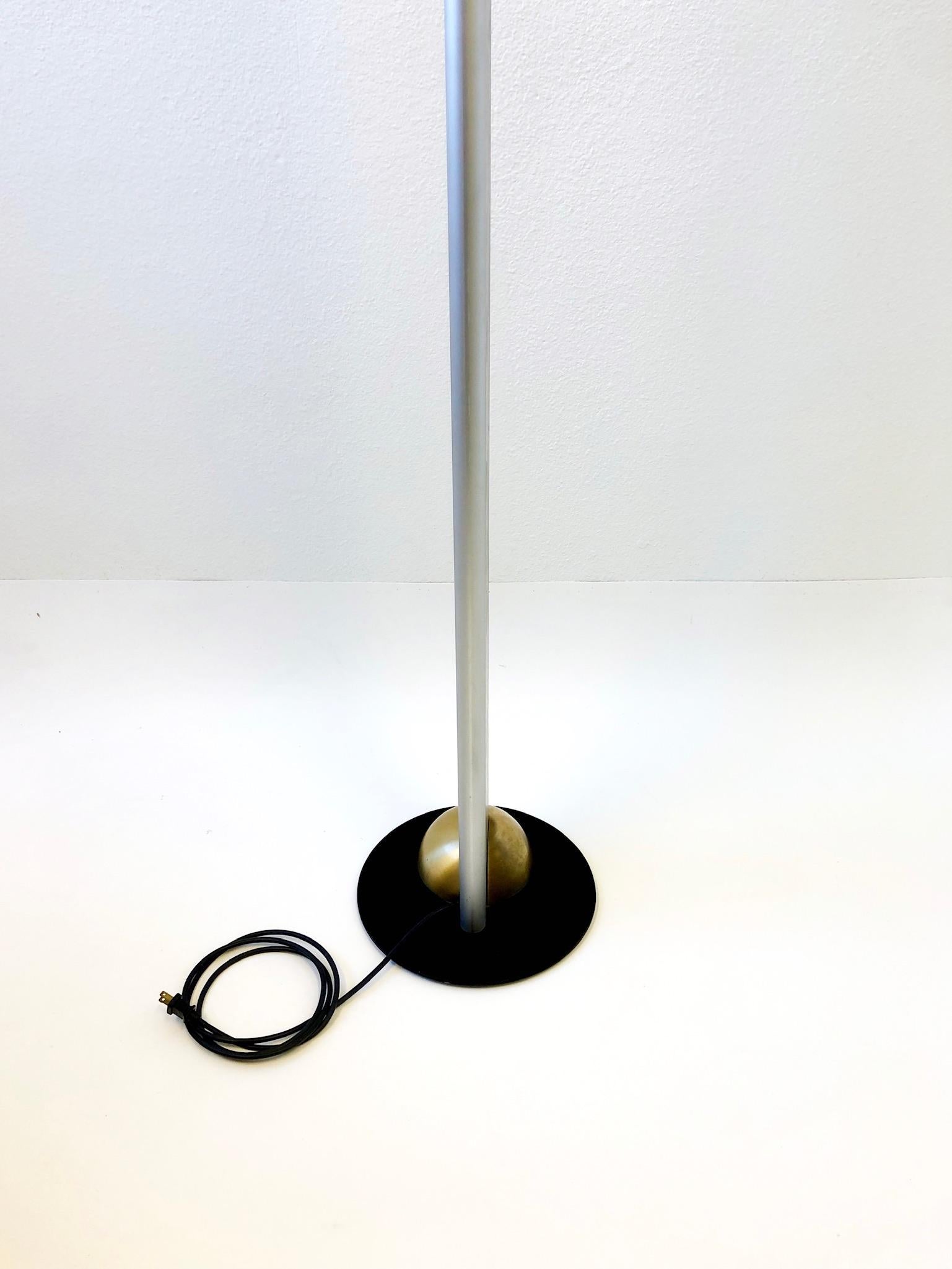 Late 20th Century Hand Signed and Number Aluminum and Brass Torchier Floor Lamp by Ron Rezek For Sale