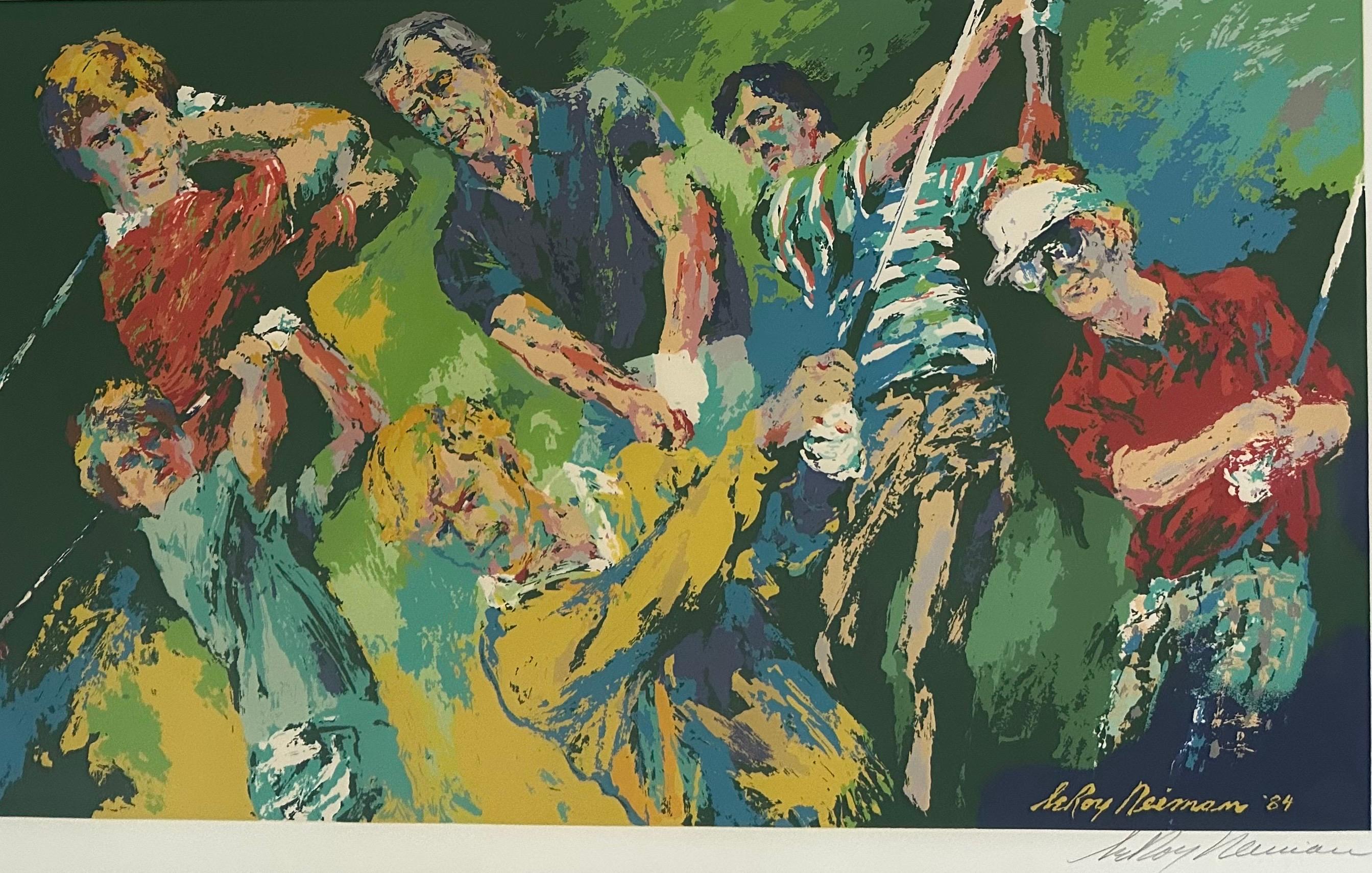 Postmoderne Serigraphie en édition limitée « Golf Winners » signée à la main par Leroy Neiman en vente