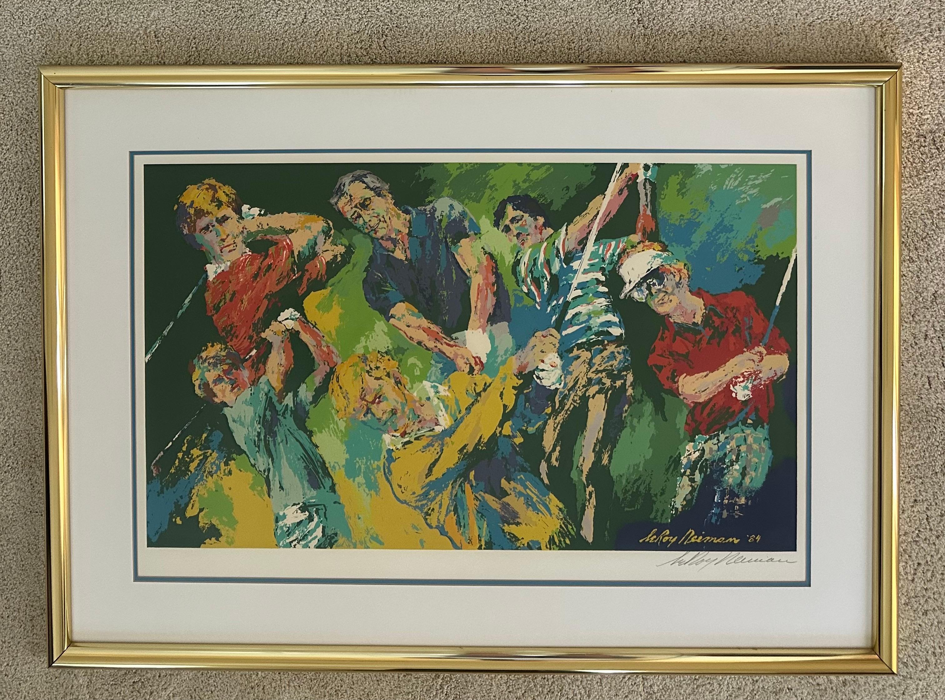 Américain Serigraphie en édition limitée « Golf Winners » signée à la main par Leroy Neiman en vente