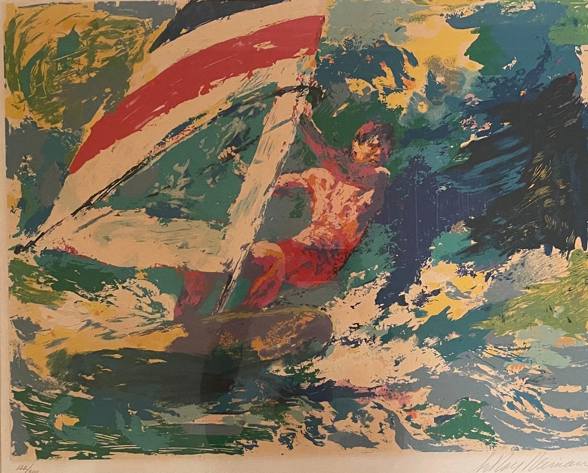 Postmoderne Sérigraphie en édition limitée signée à la main ' Windsurfer ' de Leroy Neiman en vente