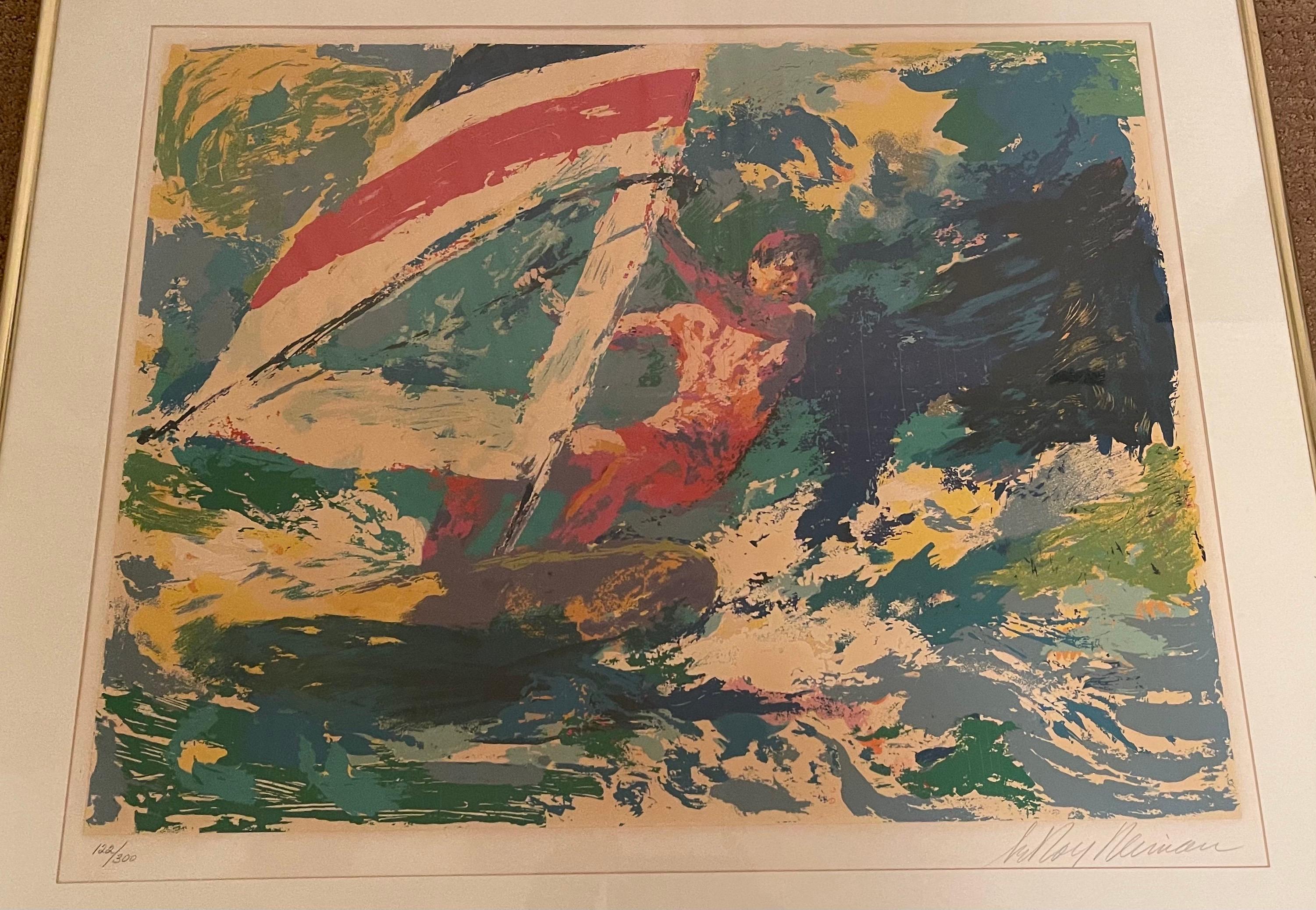 Papier Sérigraphie en édition limitée signée à la main ' Windsurfer ' de Leroy Neiman en vente