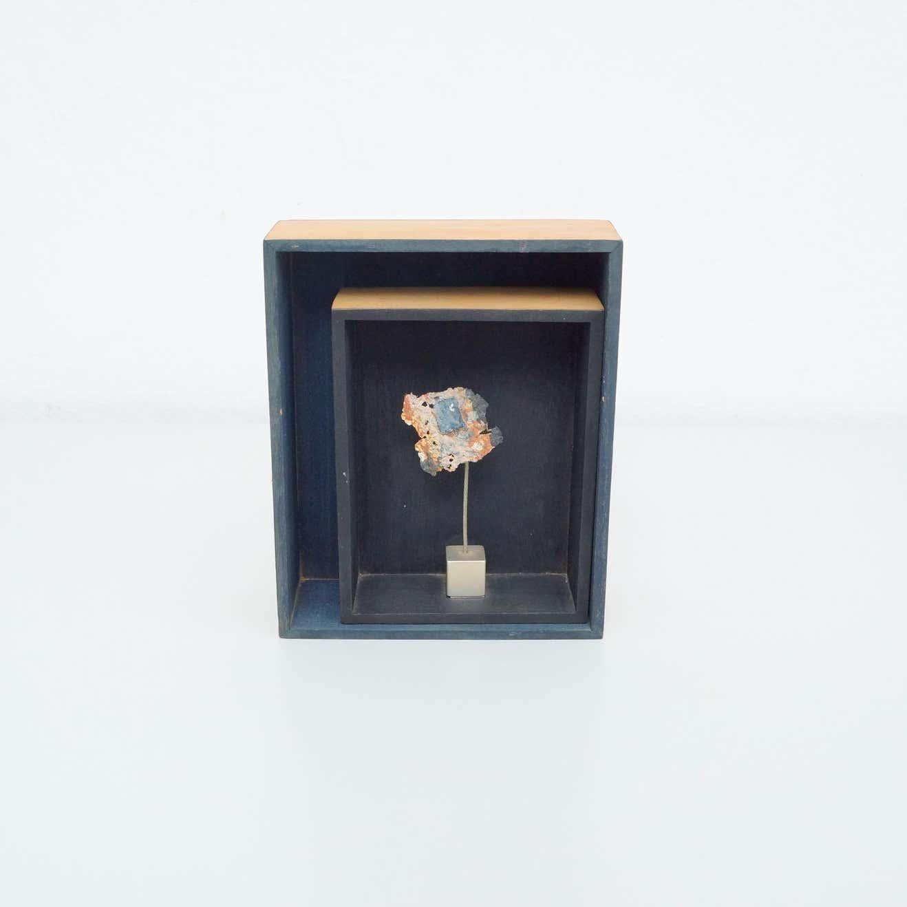 Sculpture by M.Caval, handsigned and dated, 1998.    In original condition, with minor wear consistent with age and use, preserving a beautiful patina.    Materials:  Wood  Metal    Dimensions:  D 6,5 cm x W 17 cm x H 21 cm.