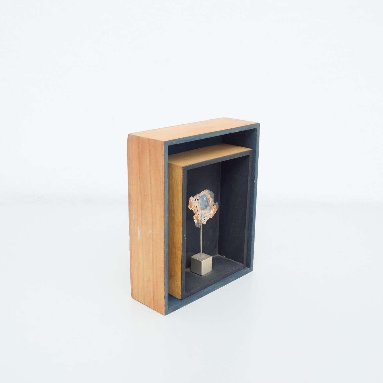 Mid-Century Modern Hand Signed M.Caval Framed Sculpture, 1998 For Sale