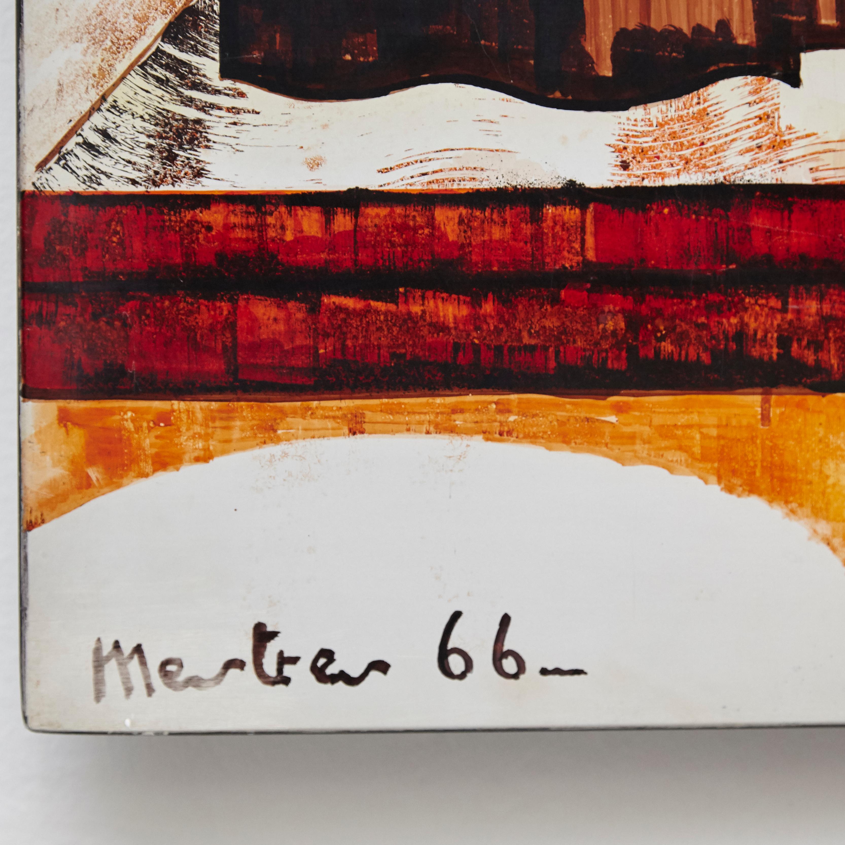 Hand Signed Mestres Enamel Painting, circa 1966 In Good Condition In Barcelona, Barcelona