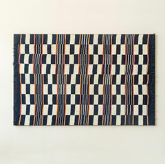 Tela ajedrezada azul y blanca, Costa de Marfil, hacia 1920