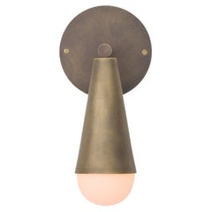 Hand-Spun Brass Cone Wall Sconce, Dim-to-Warm LED