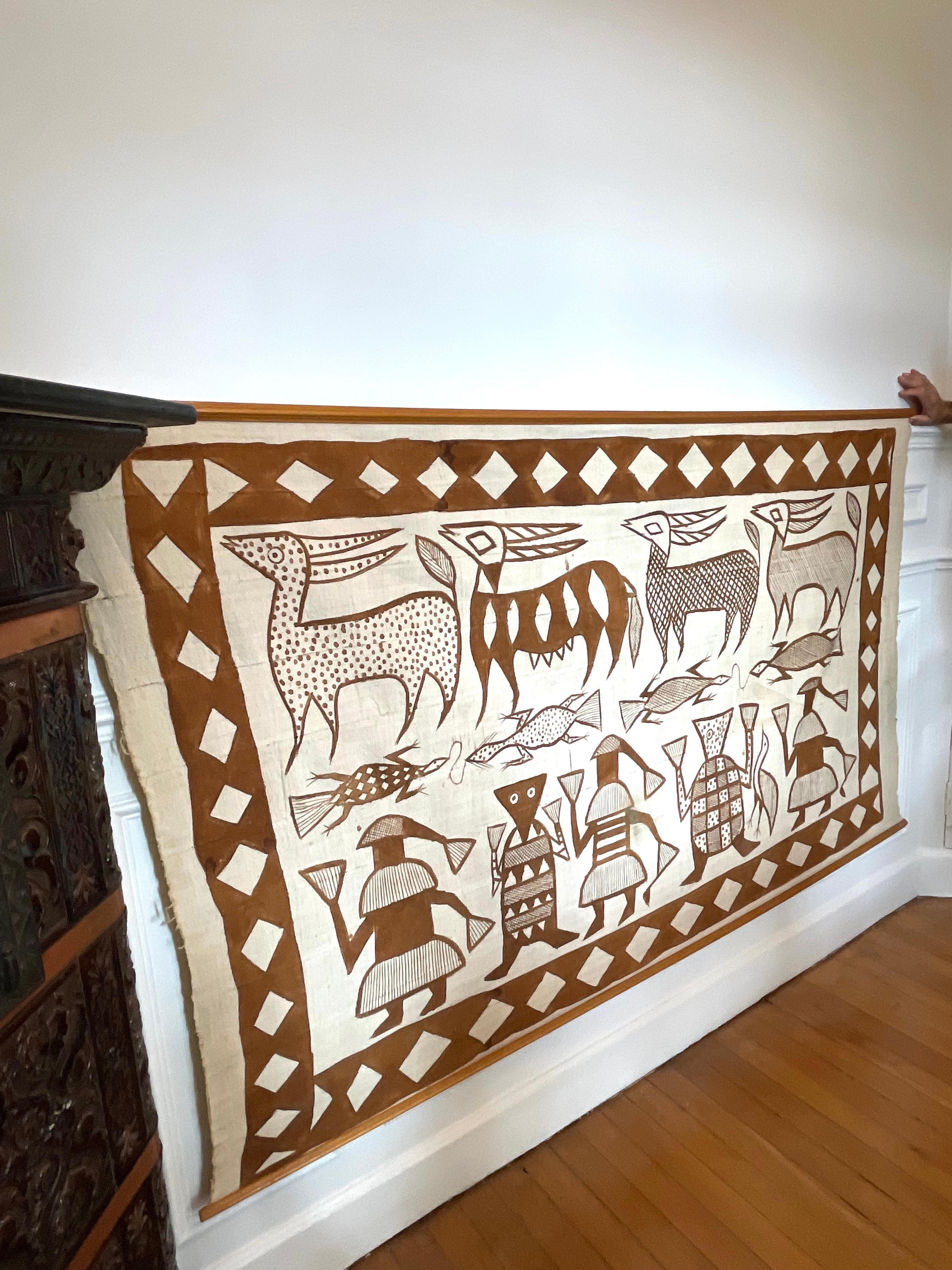 Hand spun by woven of the Korhoga, hand painted cotton cloth For Sale 4