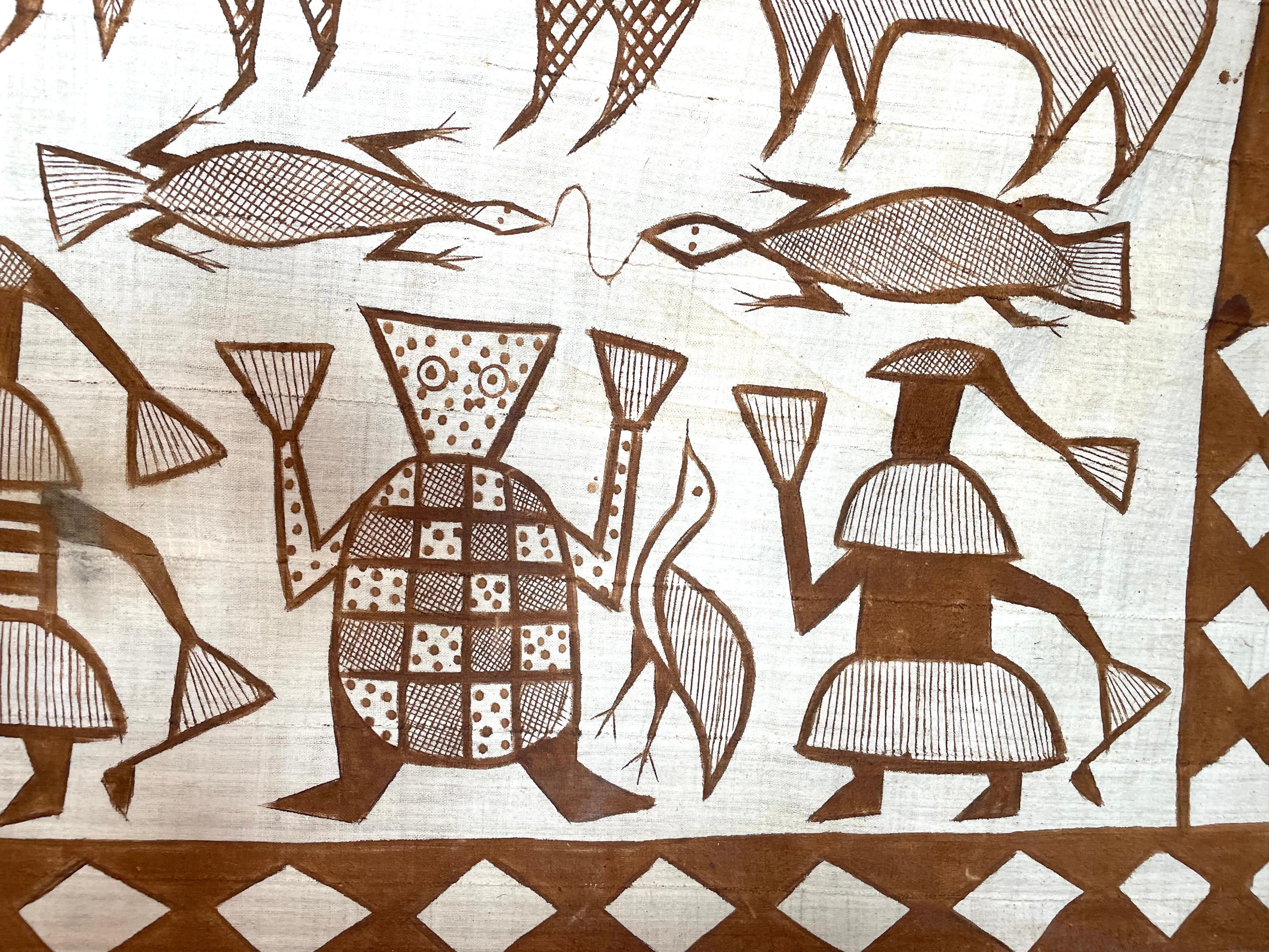 Hand spun by woven of the Korhoga, hand painted cotton cloth For Sale 1