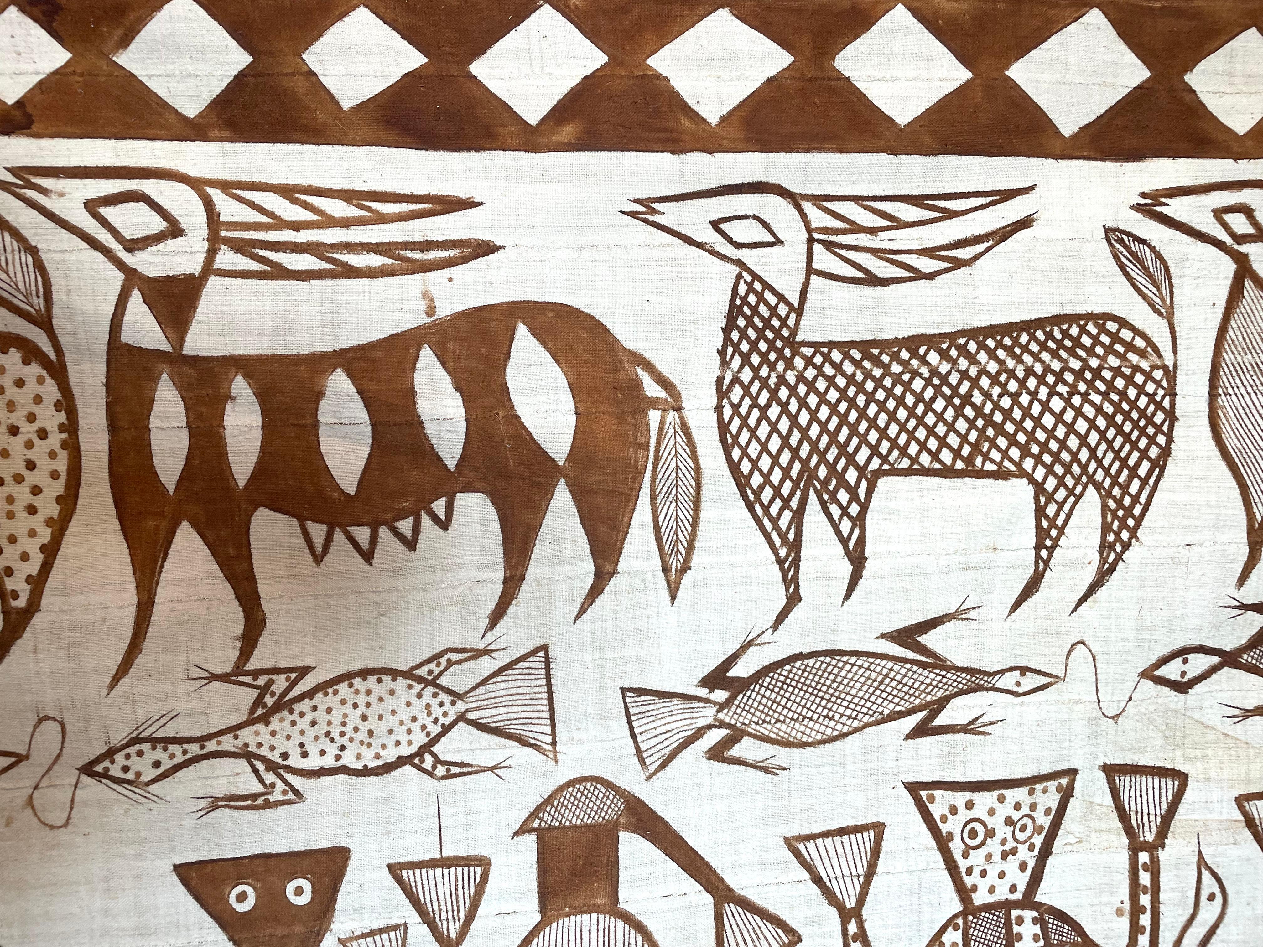 Hand spun by woven of the Korhoga, hand painted cotton cloth For Sale 2
