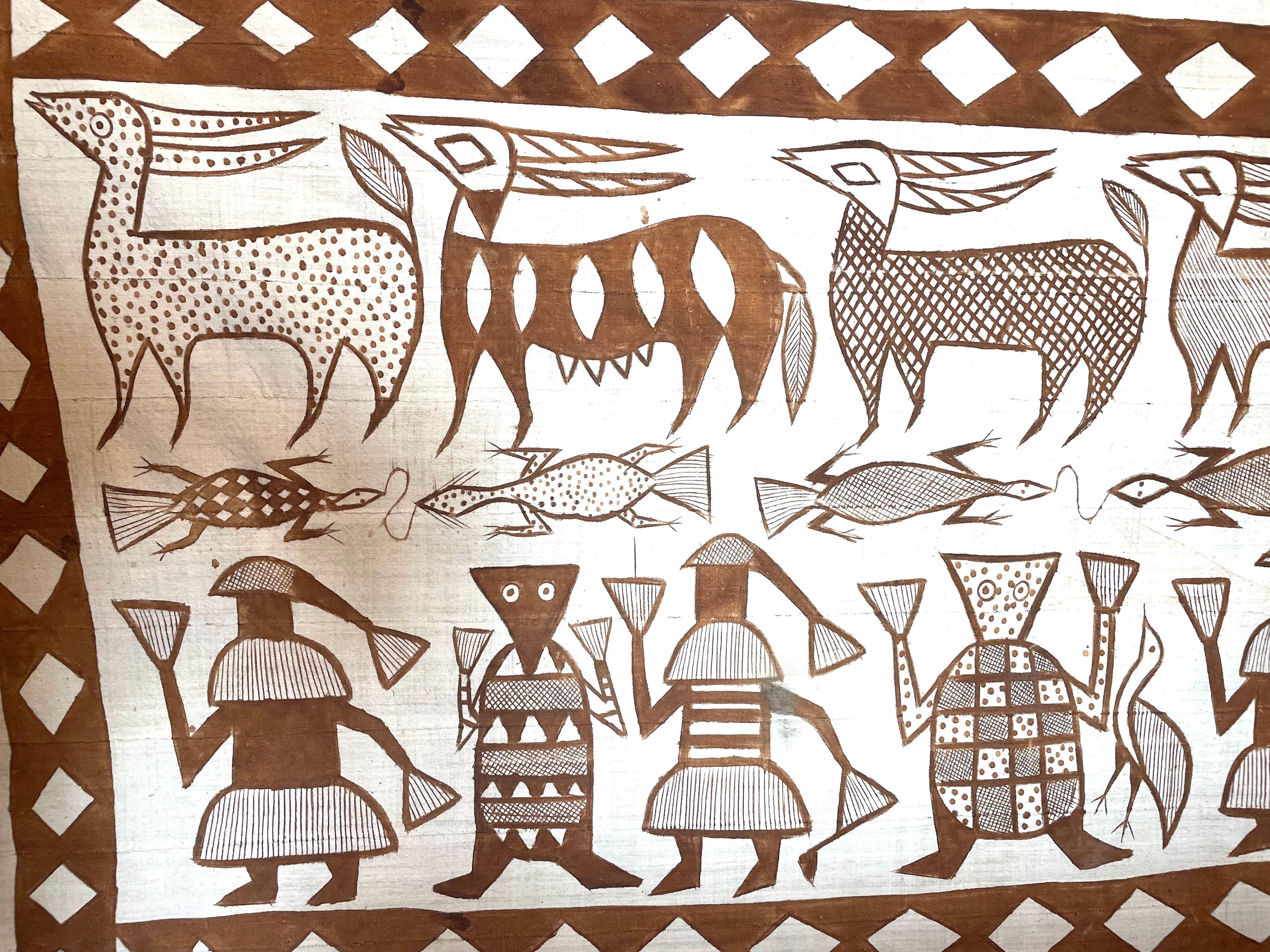 Hand spun by woven of the Korhoga, hand painted cotton cloth For Sale 3