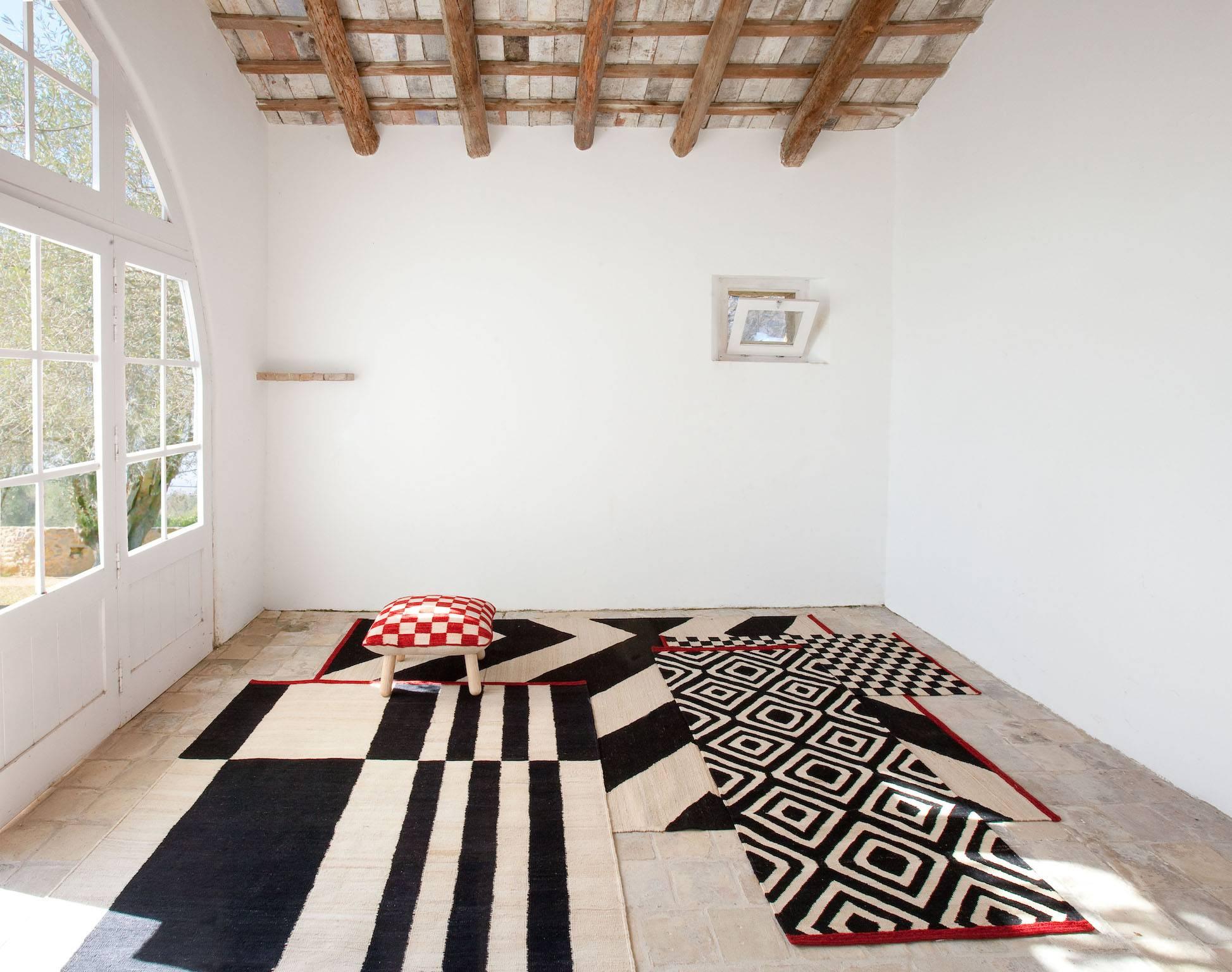 black and white stripe rug