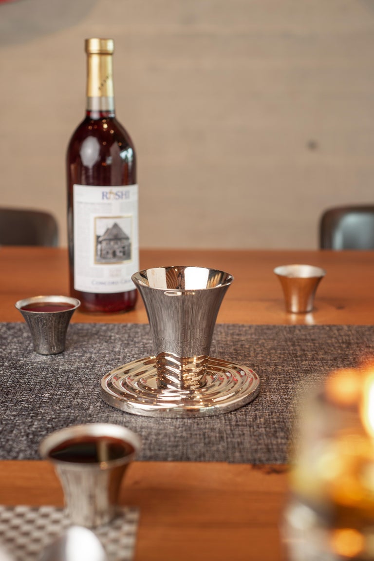 Overflow HandSpun NickelPlated Brass Cup and Saucer For Sale at 1stDibs