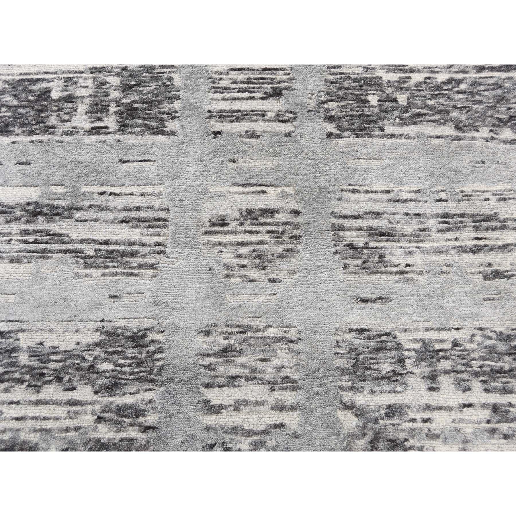 Hand Spun Undyed Natural Wool Gray Modern Round Hand Knotted Rug 2
