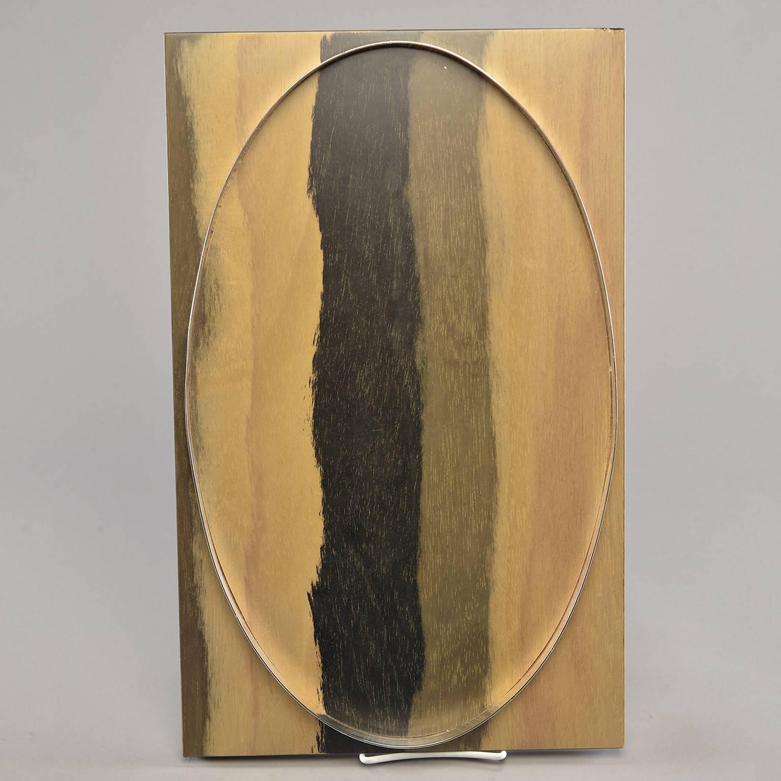 Handbearbeitetes Holztablett mit ovaler Metalleinlage im Zustand „Gut“ im Angebot in Troy, MI