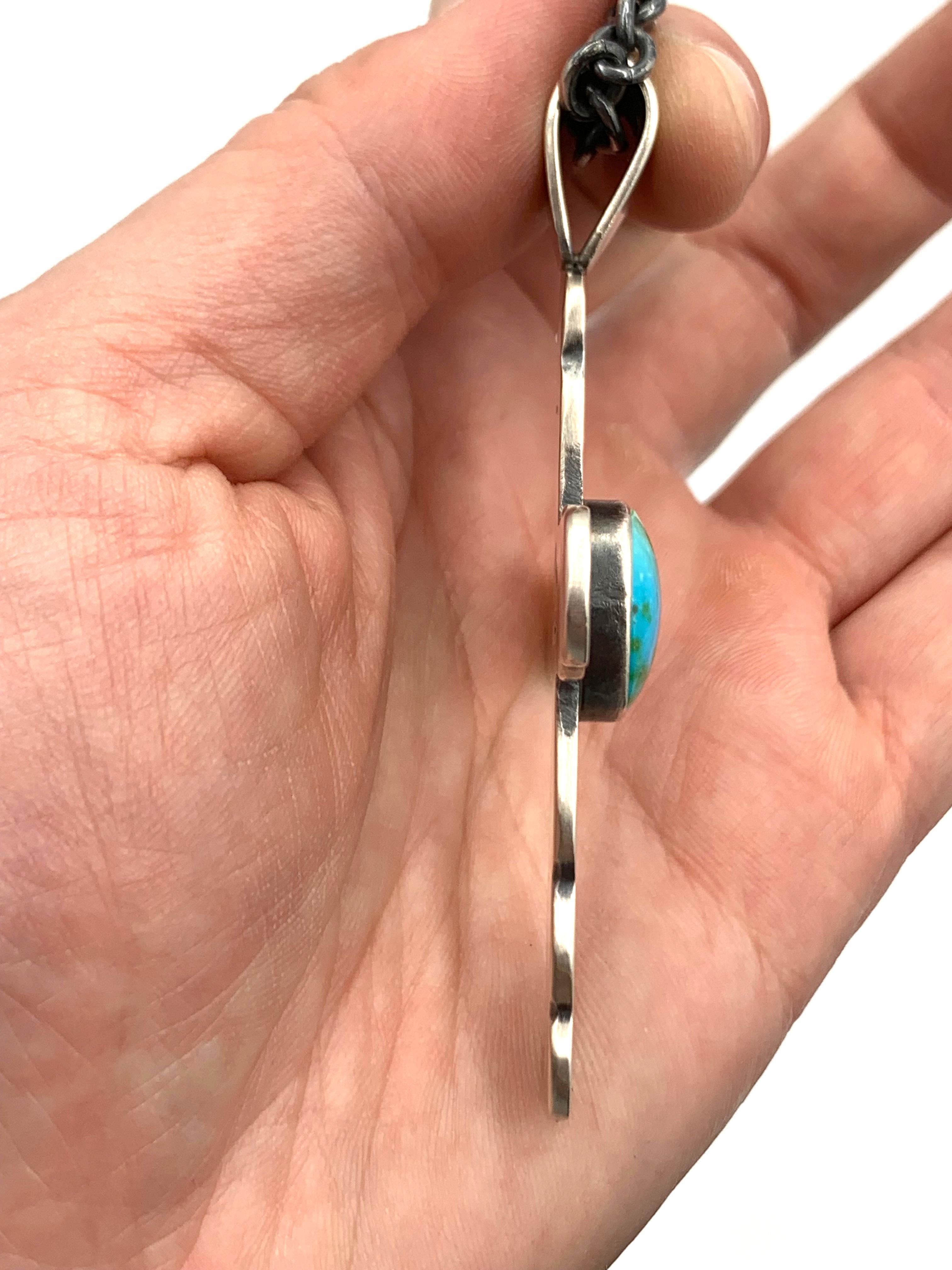 Ciondolo a forma di croce in argento Sterling stampato a mano con turchese Sonoran Gold in vendita 7