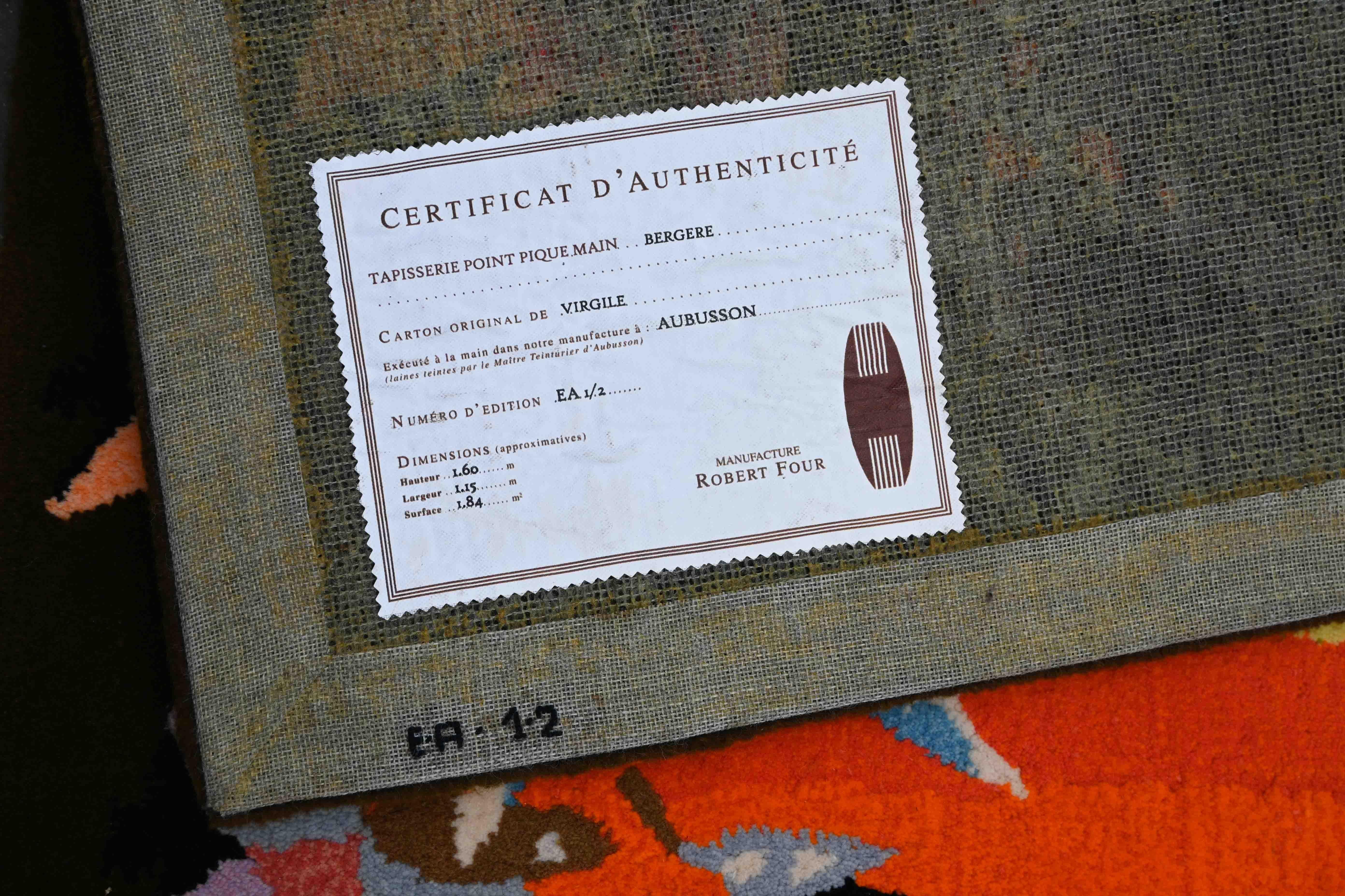 Hand Stitch Tapestry by Robert Fours Aubusson -shepherd by VIRGILE - N° 1606 (Wolle) im Angebot