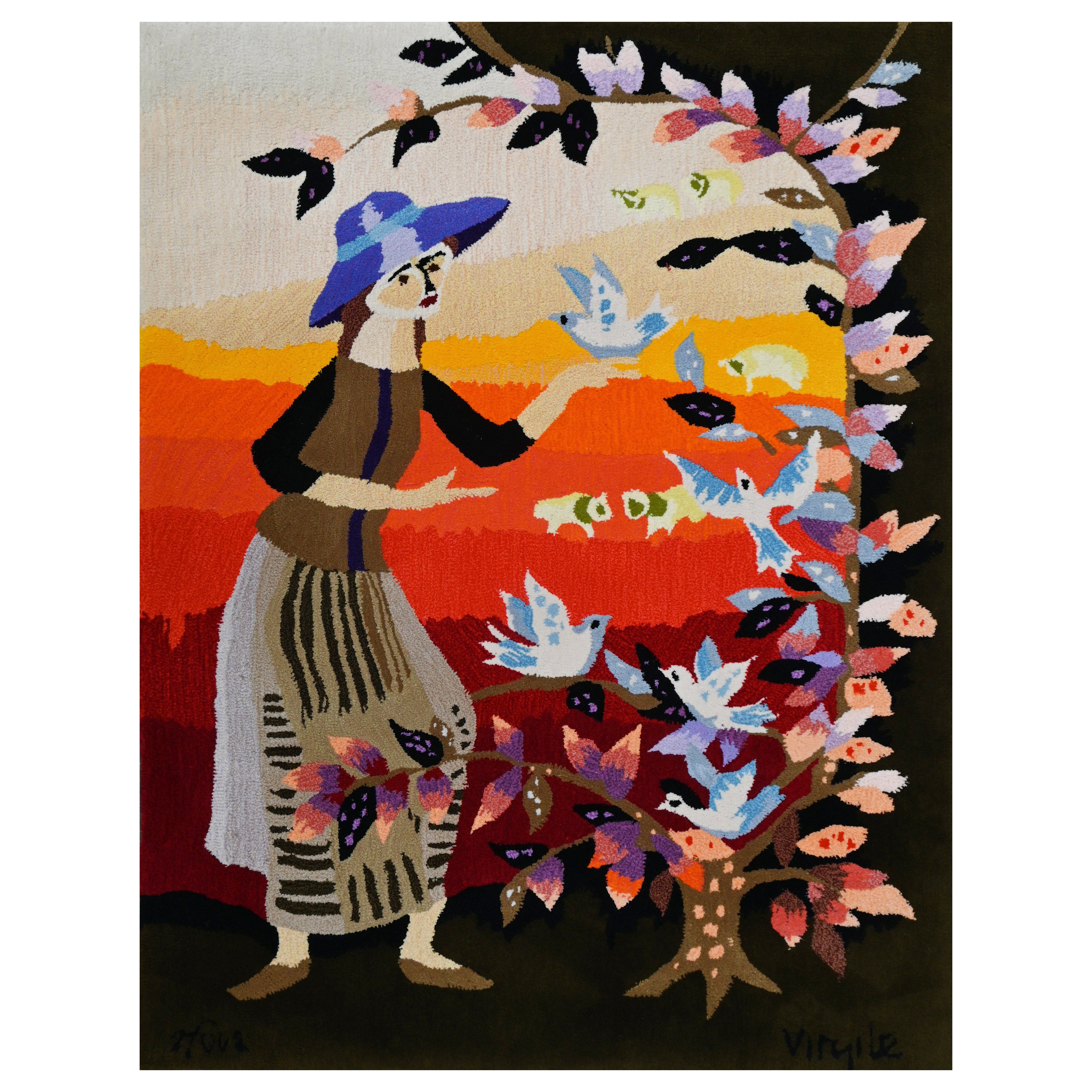 Hand Stitch Tapestry by Robert Fours Aubusson -shepherd by VIRGILE - N° 1606