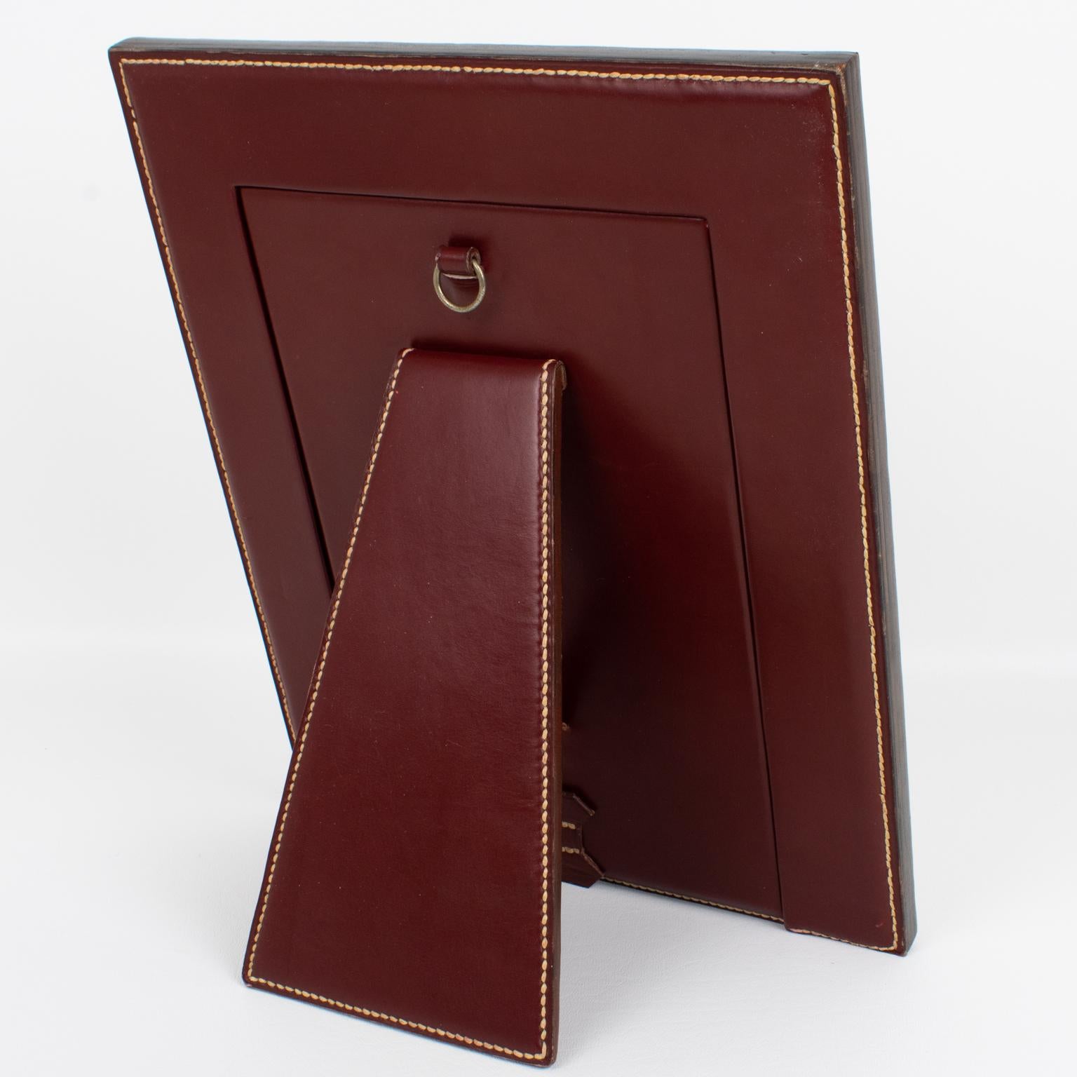 Hand-Stitched Brown Crocodile Leather Picture Frame In Good Condition In Atlanta, GA