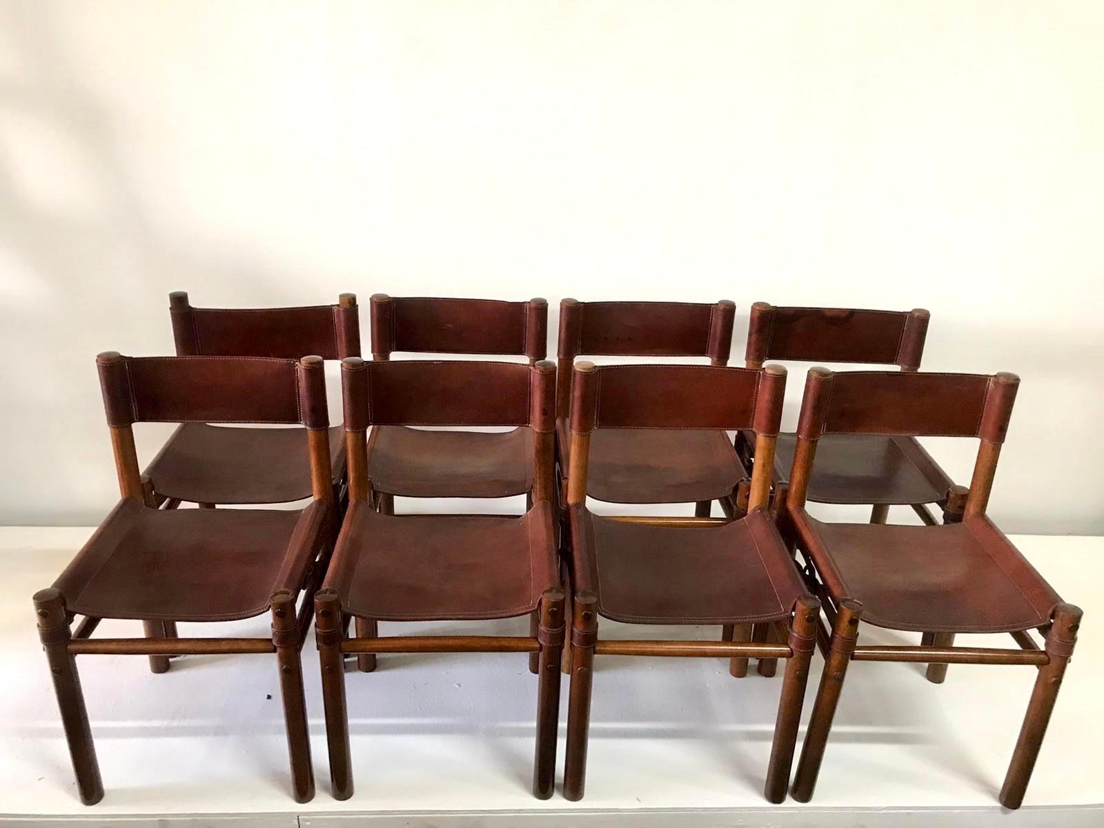 Hand Stitched Leather Estancia Chairs, Set of 8 3
