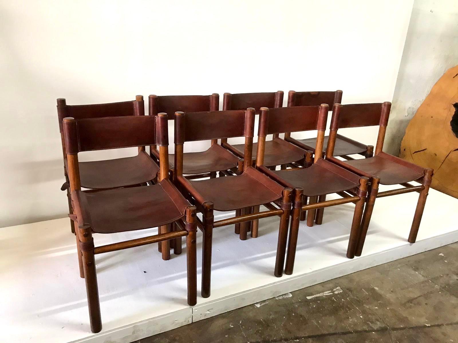 Argentine Hand Stitched Leather Estancia Chairs, Set of 8