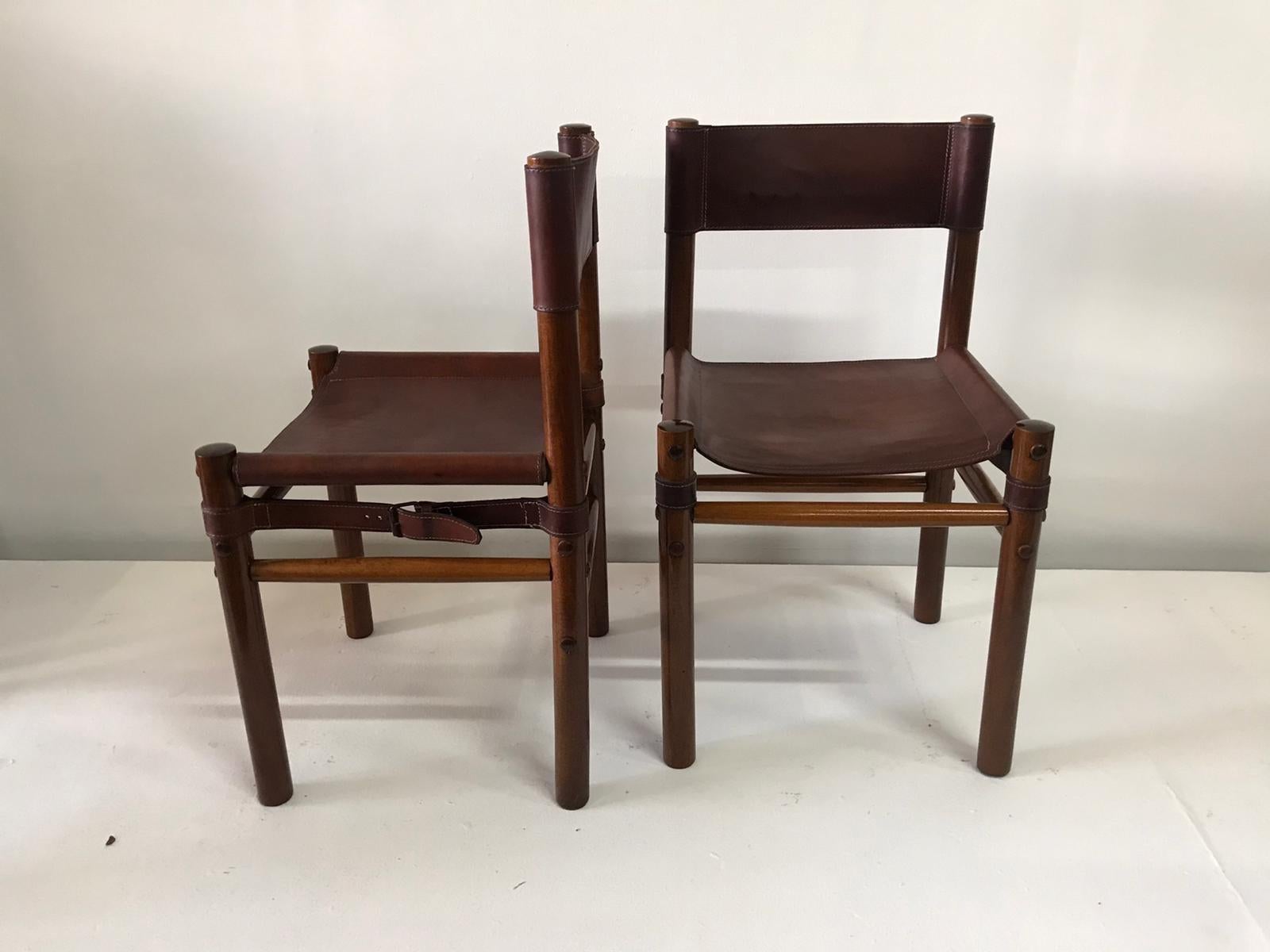 Hand Stitched Leather Estancia Chairs, Set of 8 In Good Condition In East Hampton, NY