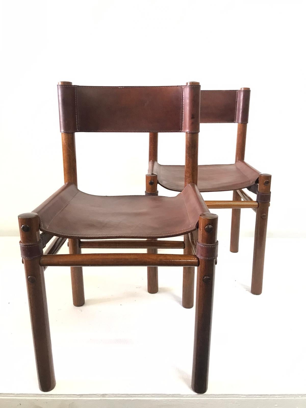 Mid-20th Century Hand Stitched Leather Estancia Chairs, Set of 8
