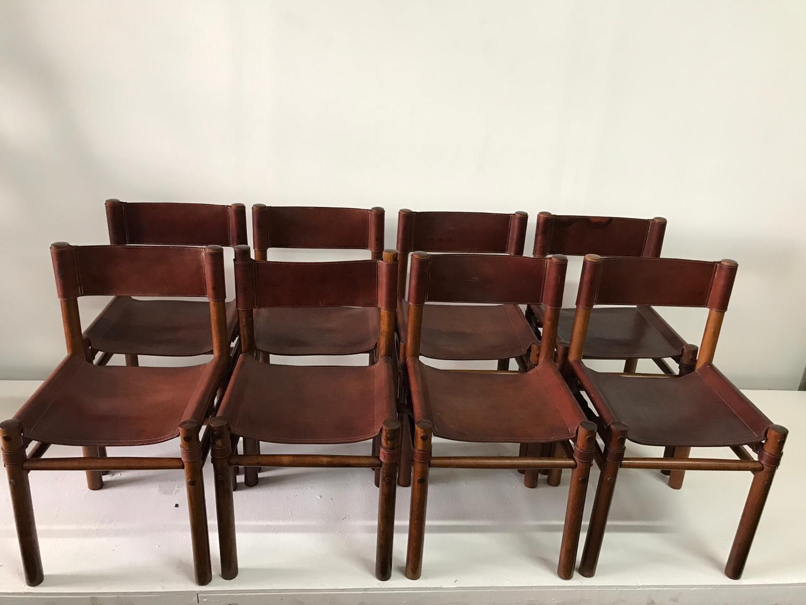Hand Stitched Leather Estancia Chairs, Set of 8 2