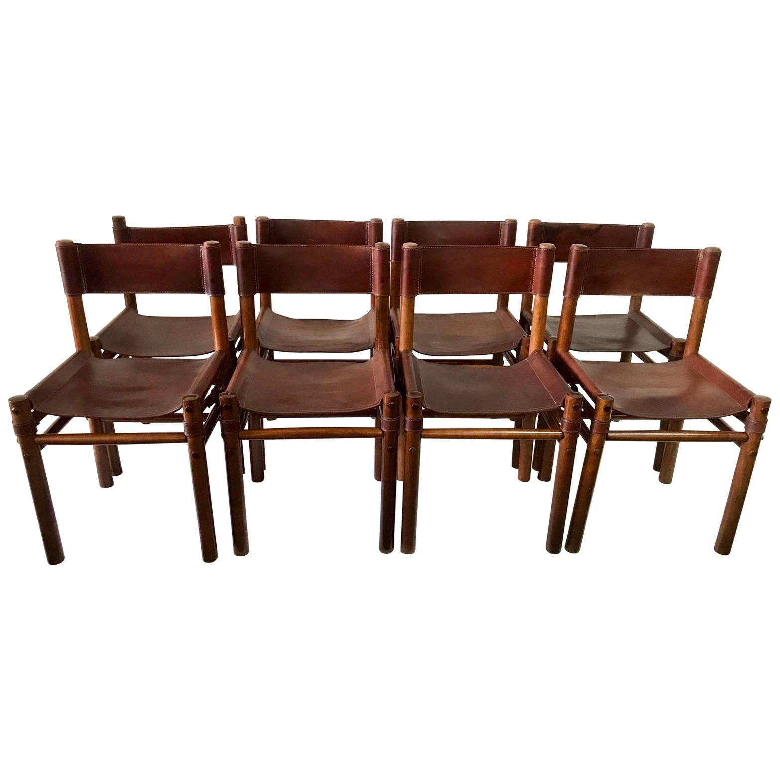 Hand Stitched Leather Estancia Chairs, Set of 8