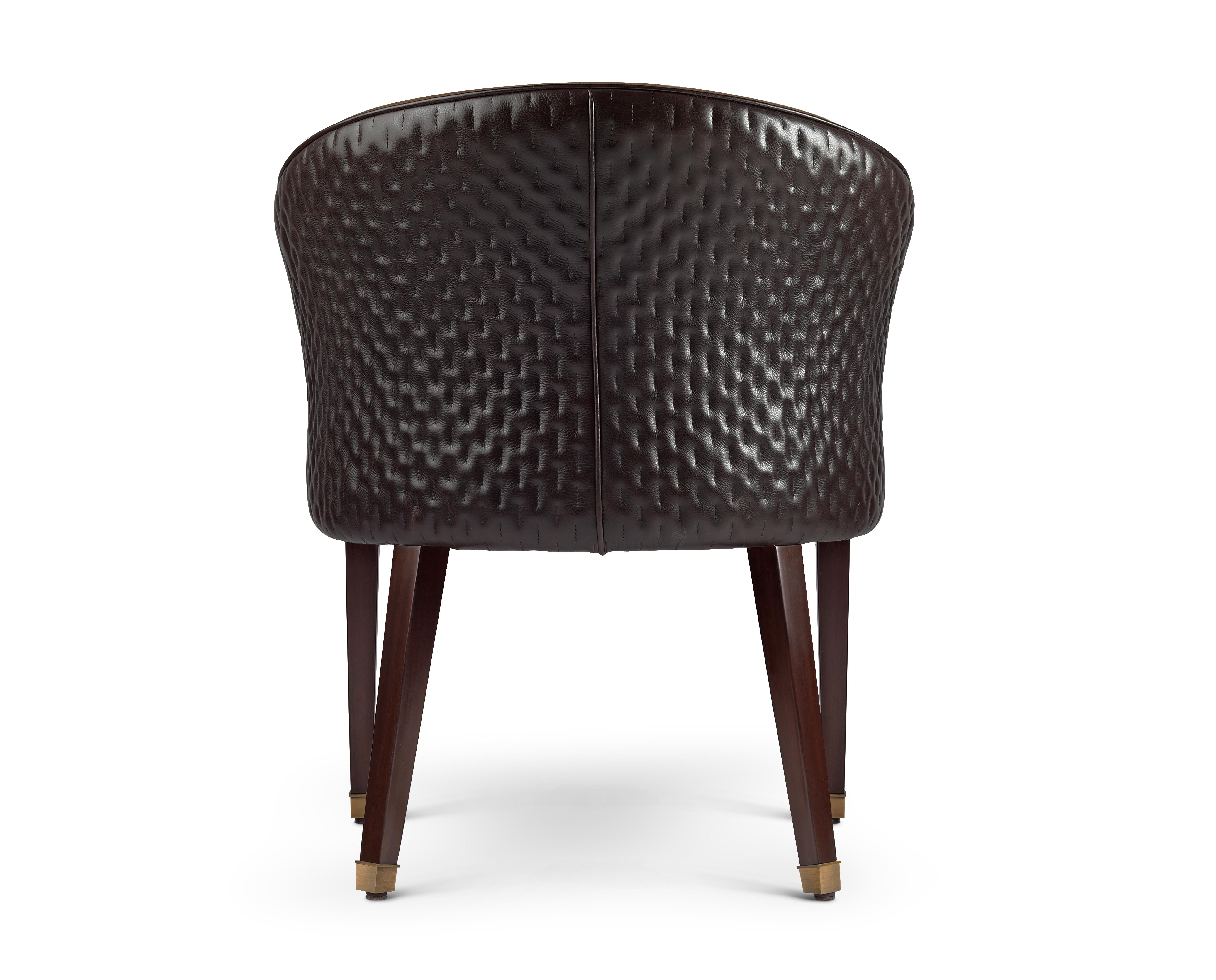 Indian Hand Stitched Leather Marla Armchair by Madheke For Sale