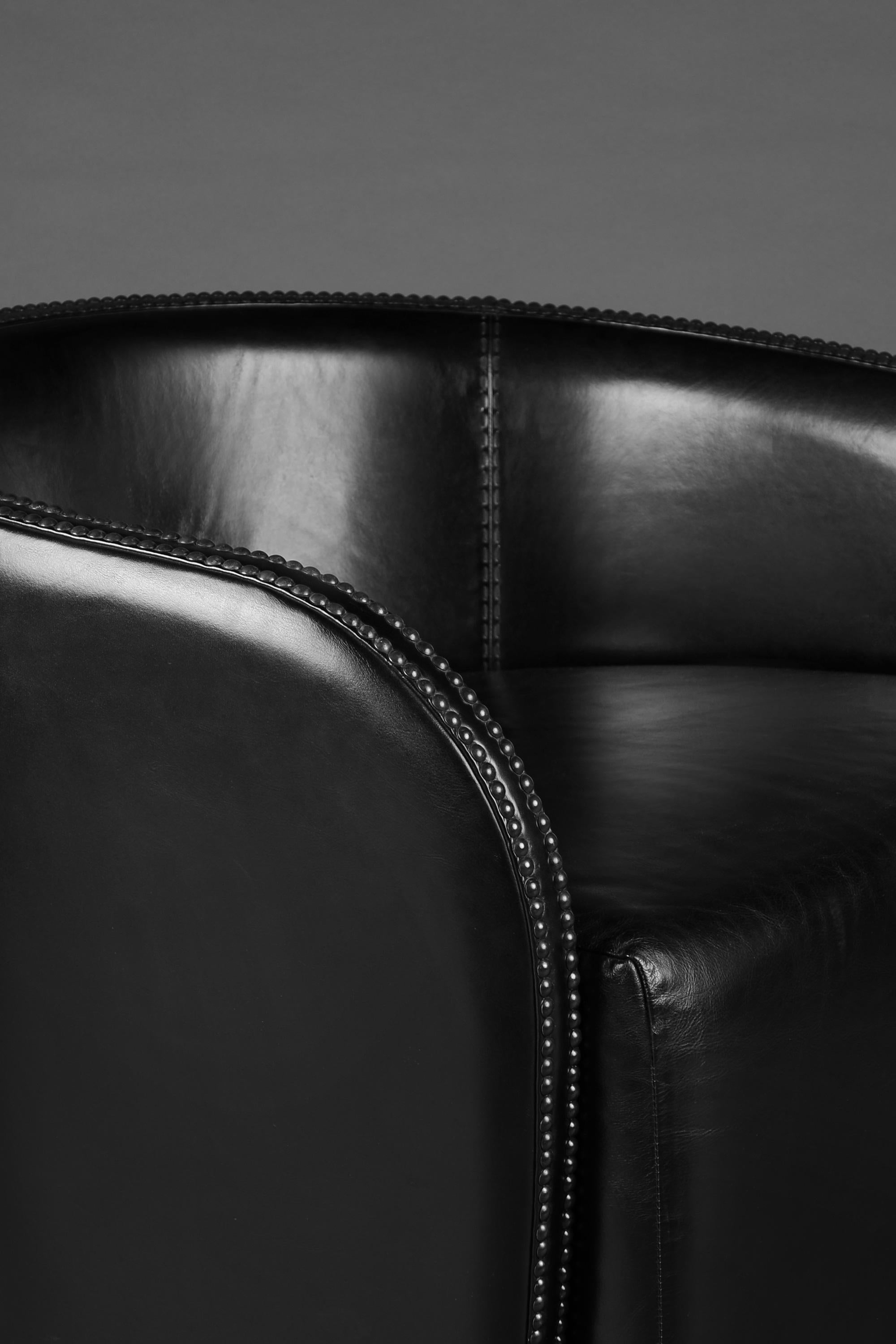 Modern Hand Stitched Leather Queens Armchair by Madheke For Sale